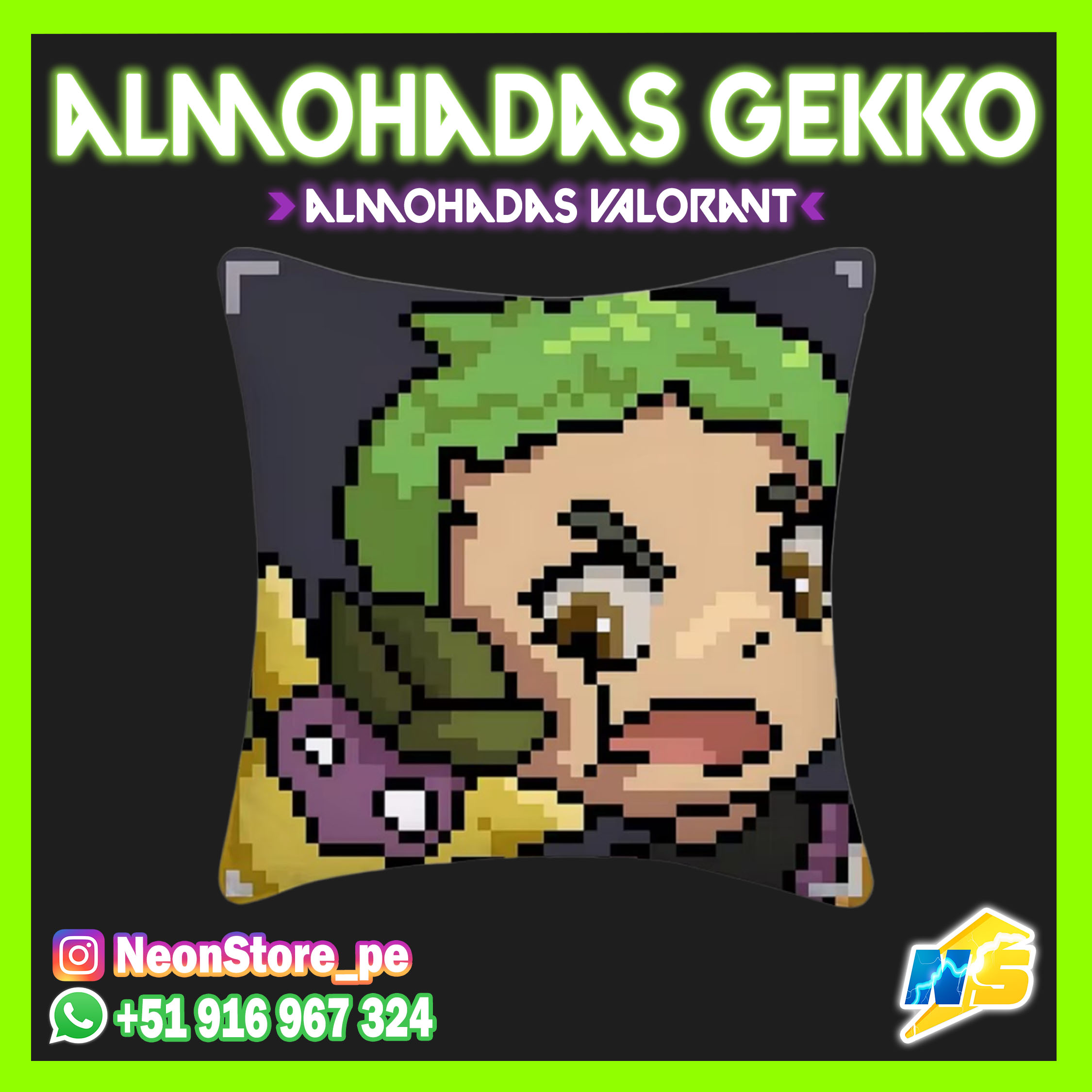 Almohadas Pixel Gekko/Reyna/Fenix - VALORANT