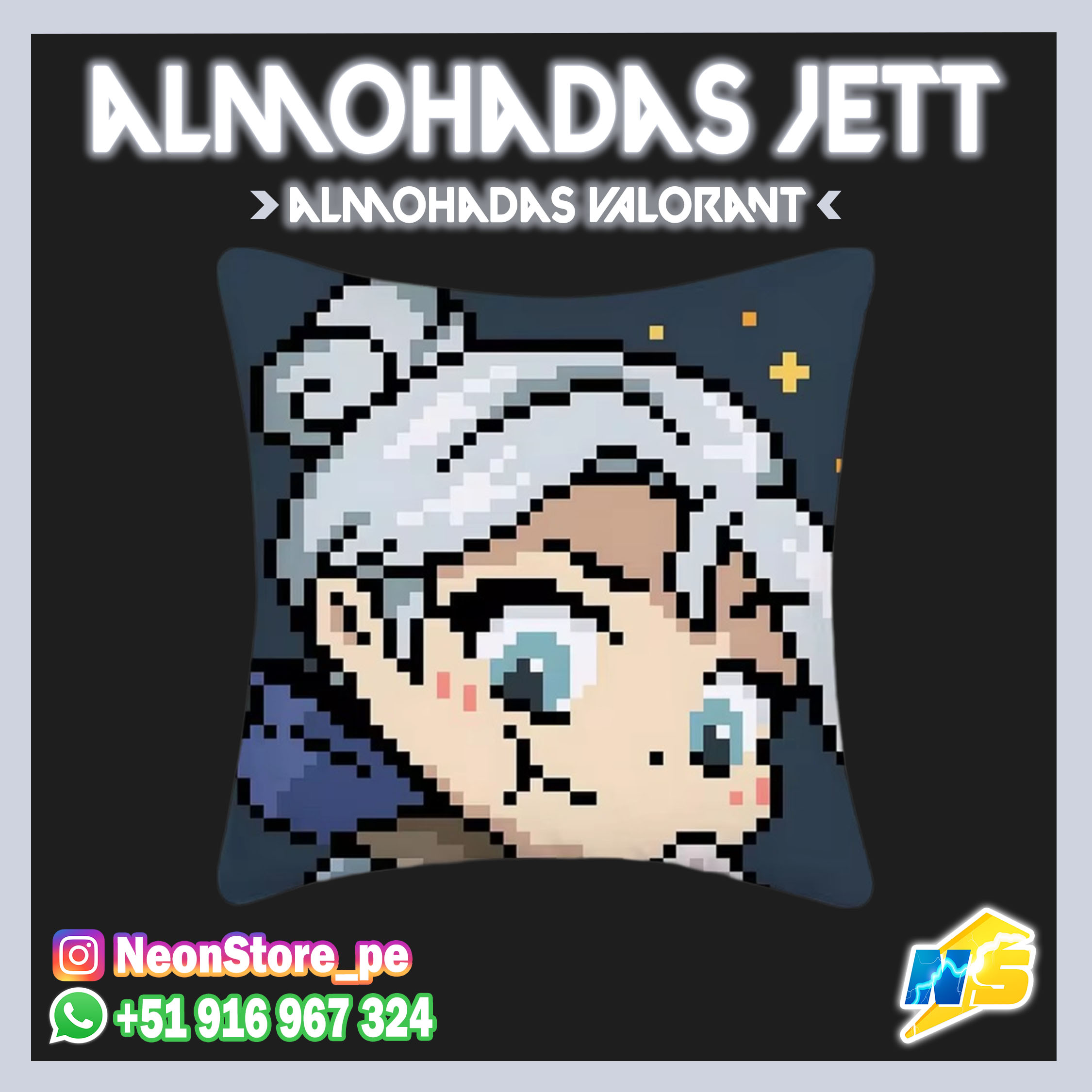 Almohadas Pixel Sage/Jett/Viper - VALORANT