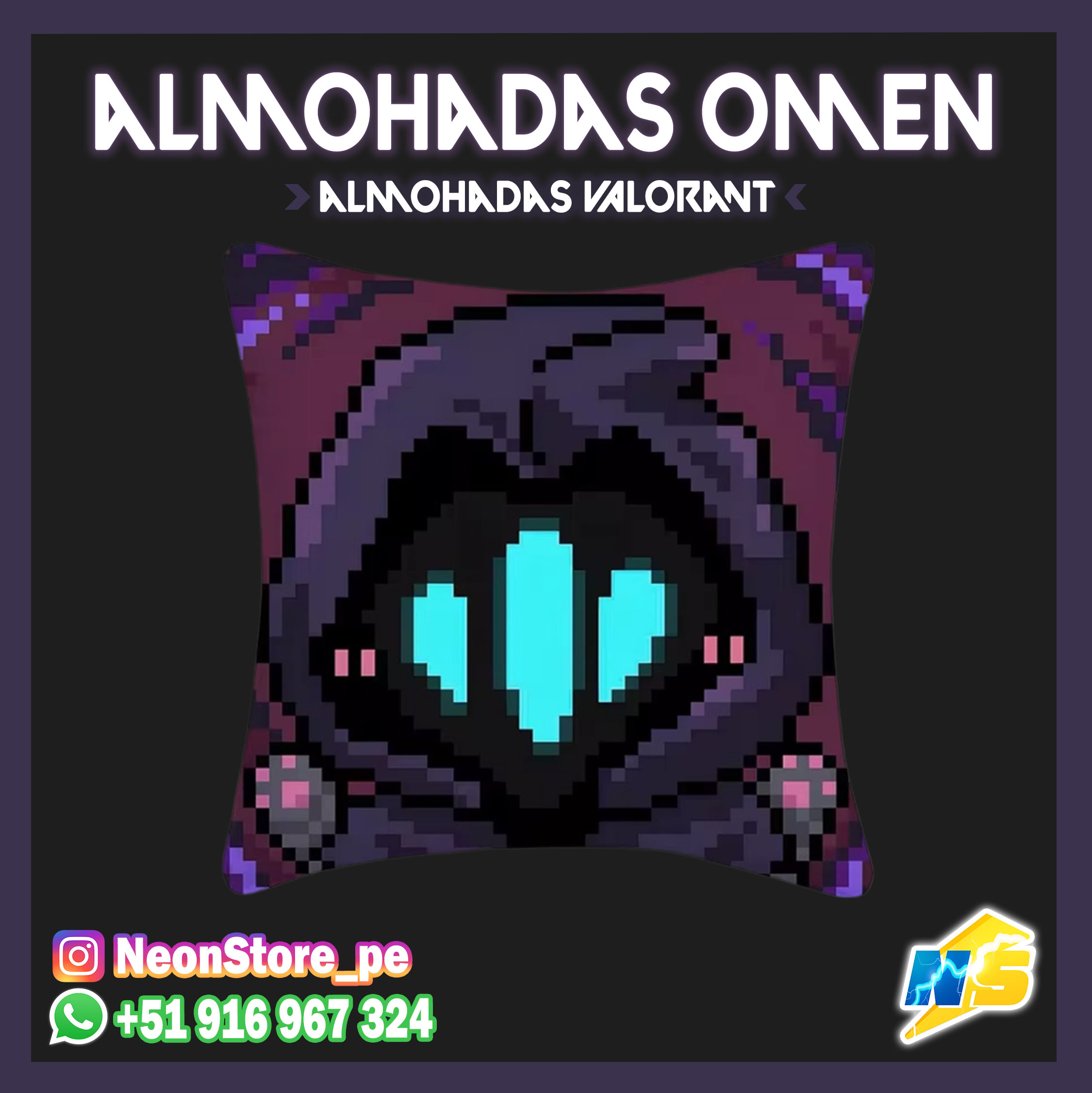 Almohadas Pixel Omen/Cypher/Chamber - VALORANT