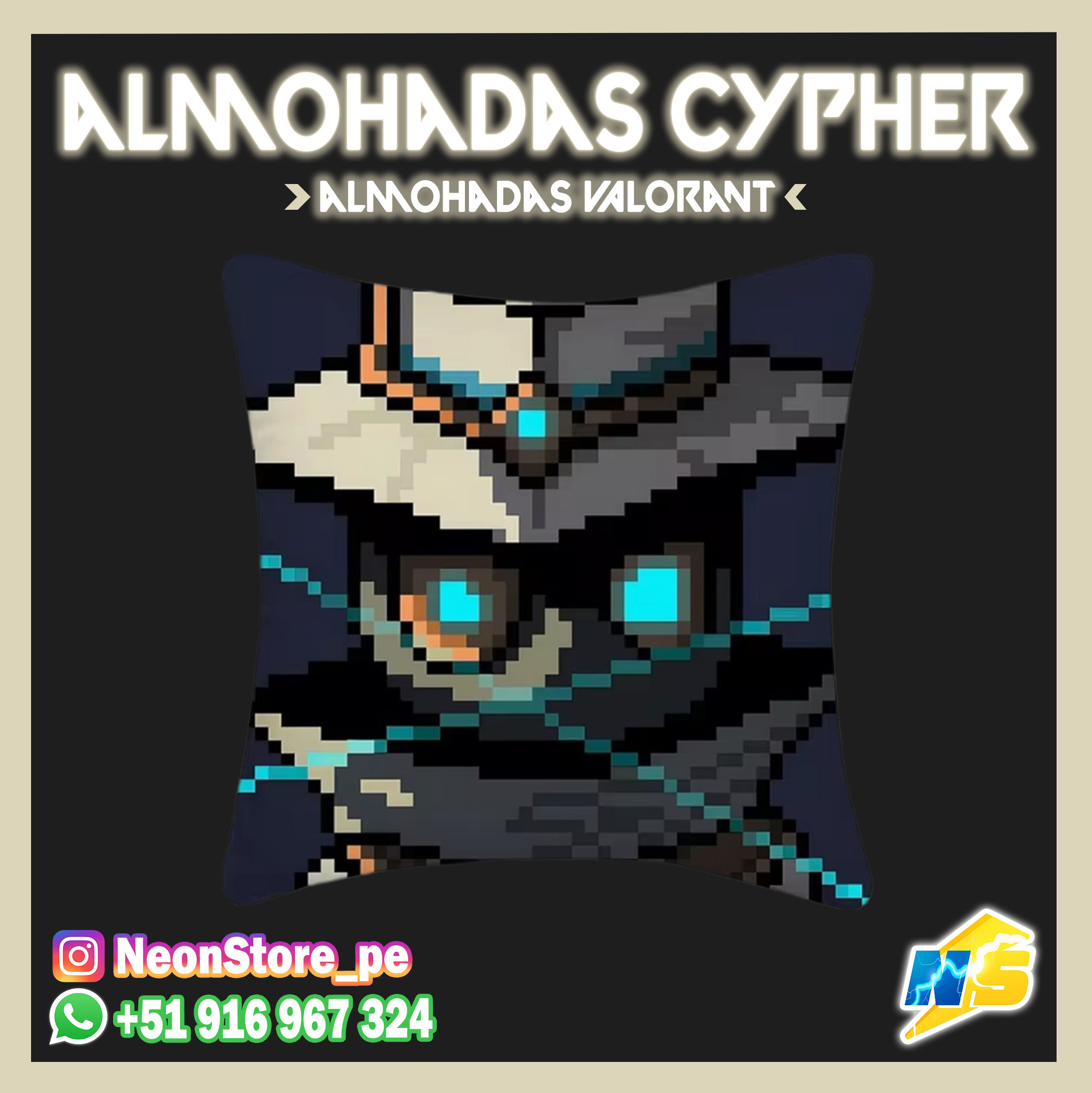 Almohadas Pixel Omen/Cypher/Chamber - VALORANT