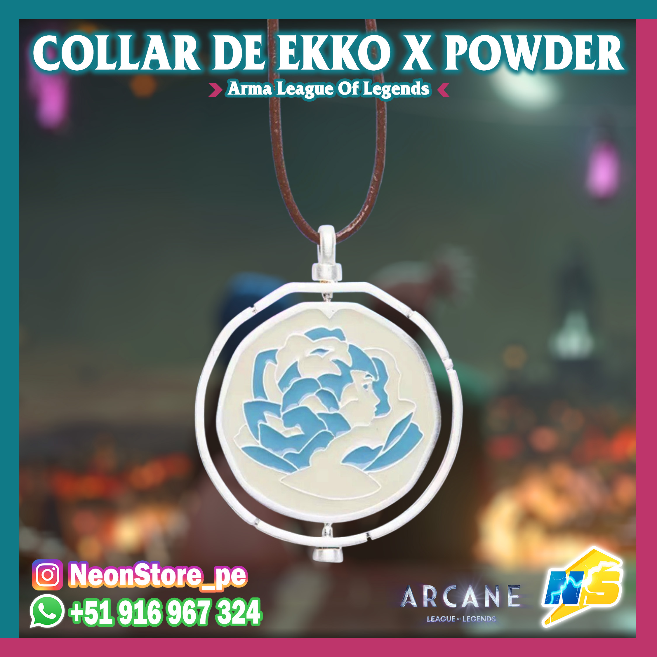 ⚡ Arcane Collar de Ekko x Powder LOL Grande ⚡