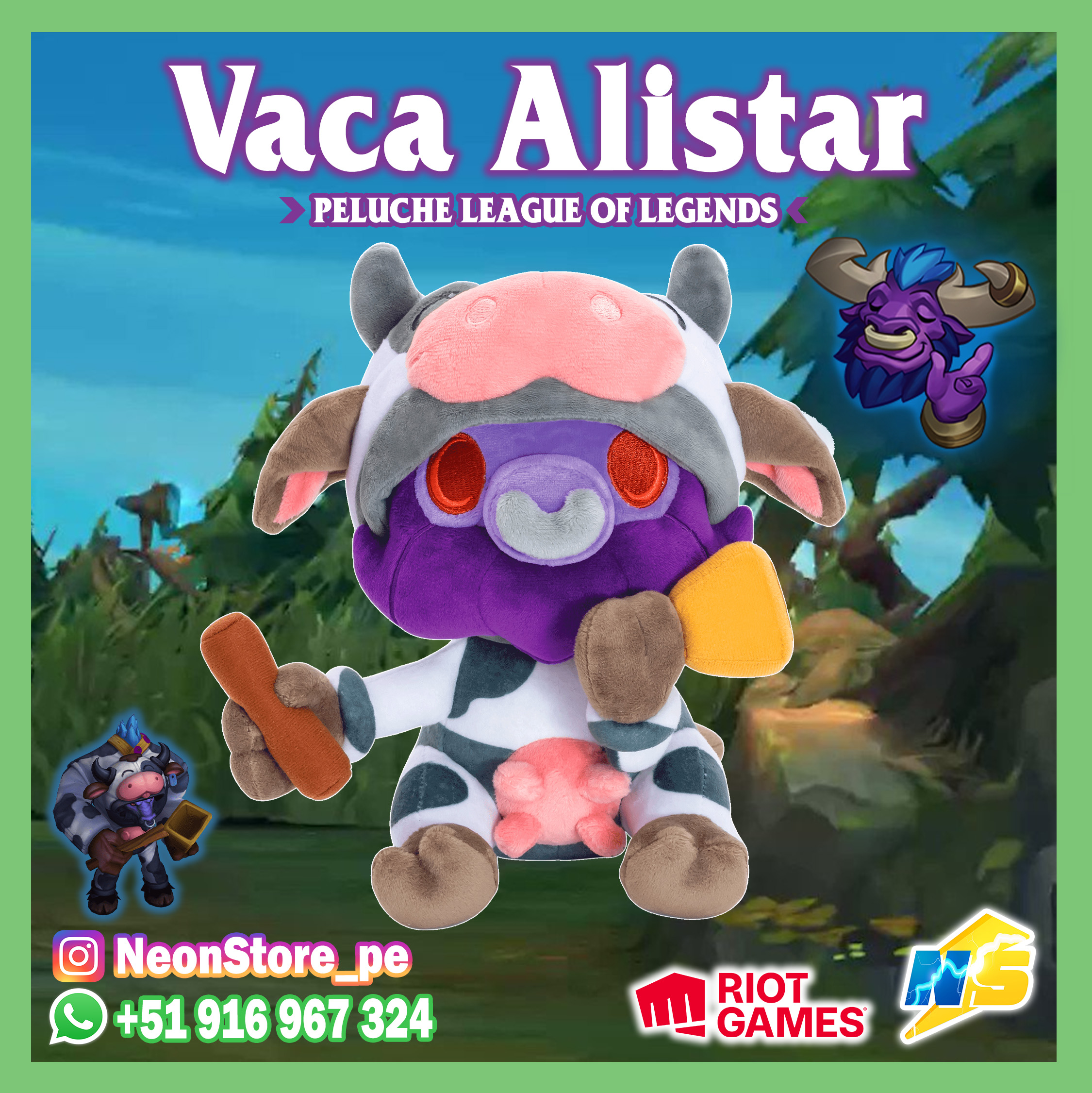 ⚡ Peluche Vaca Alistar RiotGames LEAGUE OF LEGENDS ⚡