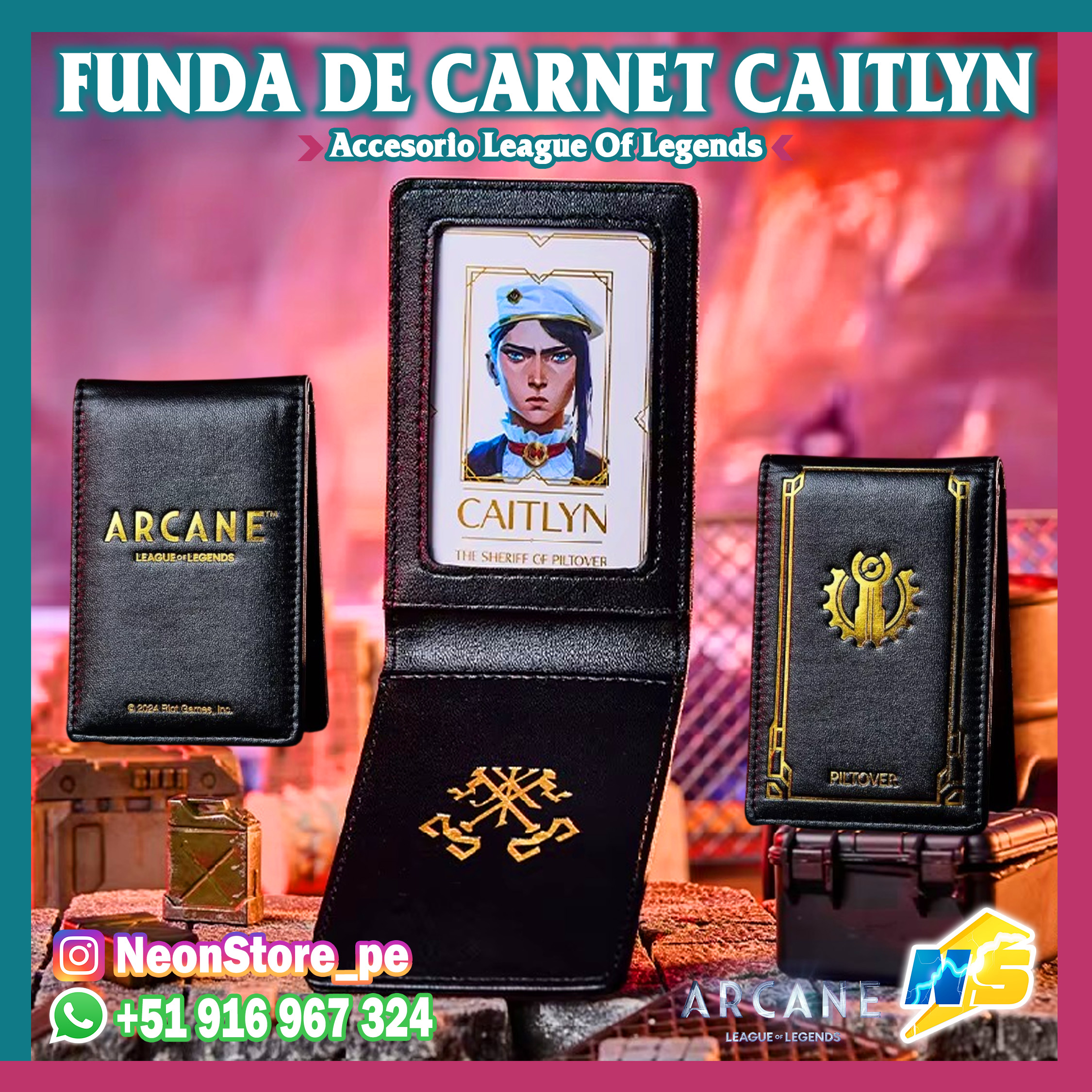 ⚡ Arcane Funda de Carnet Caitlyn League of Legends ⚡
