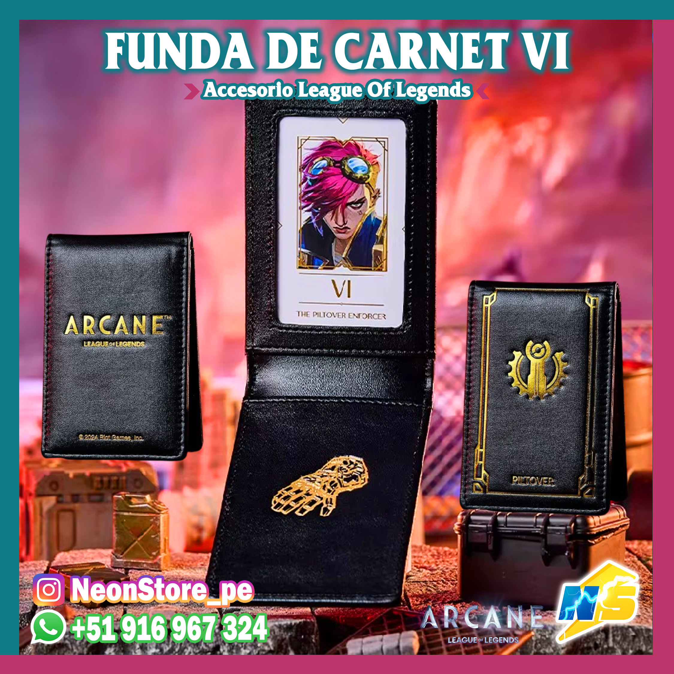 ⚡ Arcane Funda de Carnet VI League of Legends ⚡