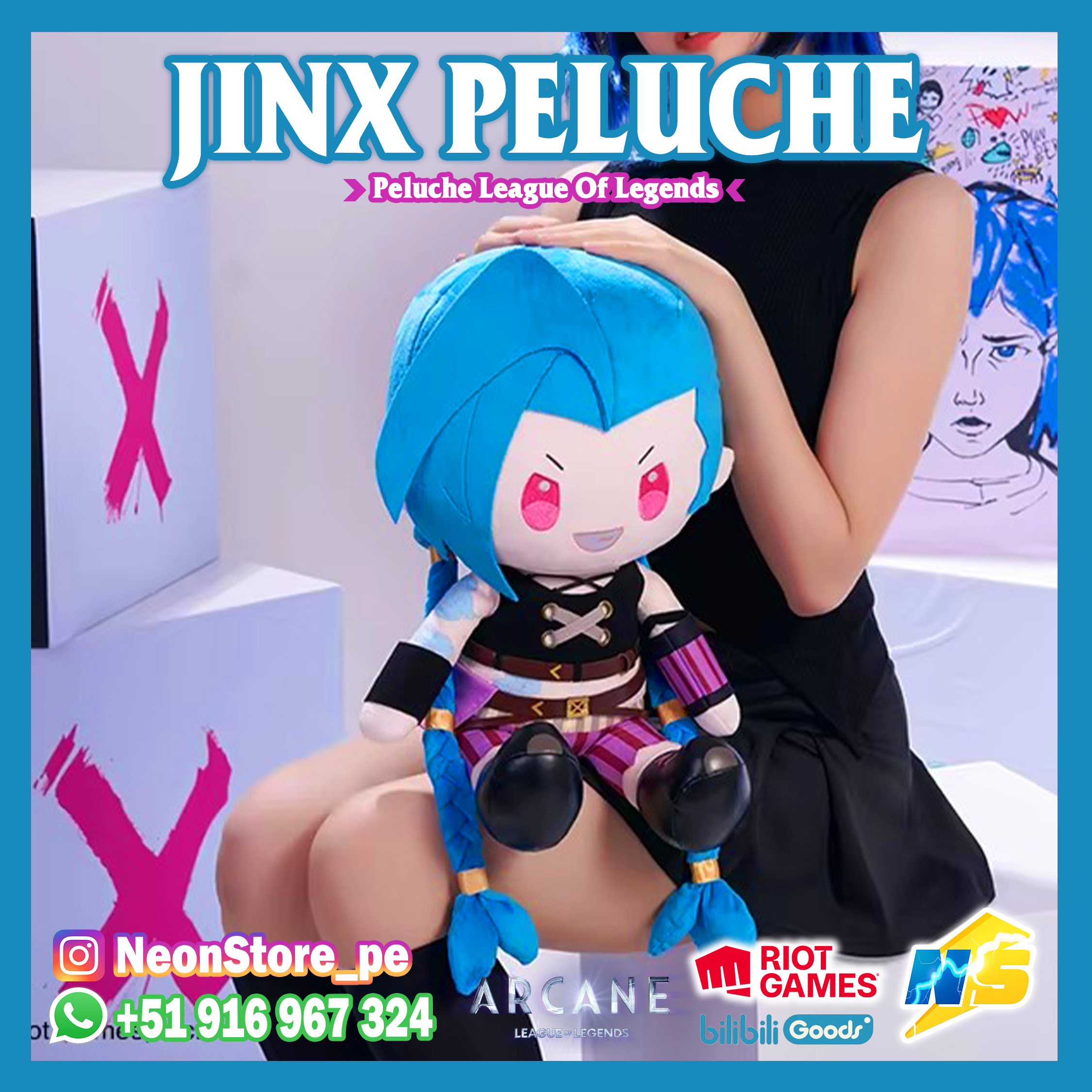 ⚡ Jinx Peluche ARCANE 𝗟𝗘𝗔𝗚𝗨𝗘 𝗢𝗙 𝗟𝗘𝗚𝗘𝗡𝗗𝗦 ⚡