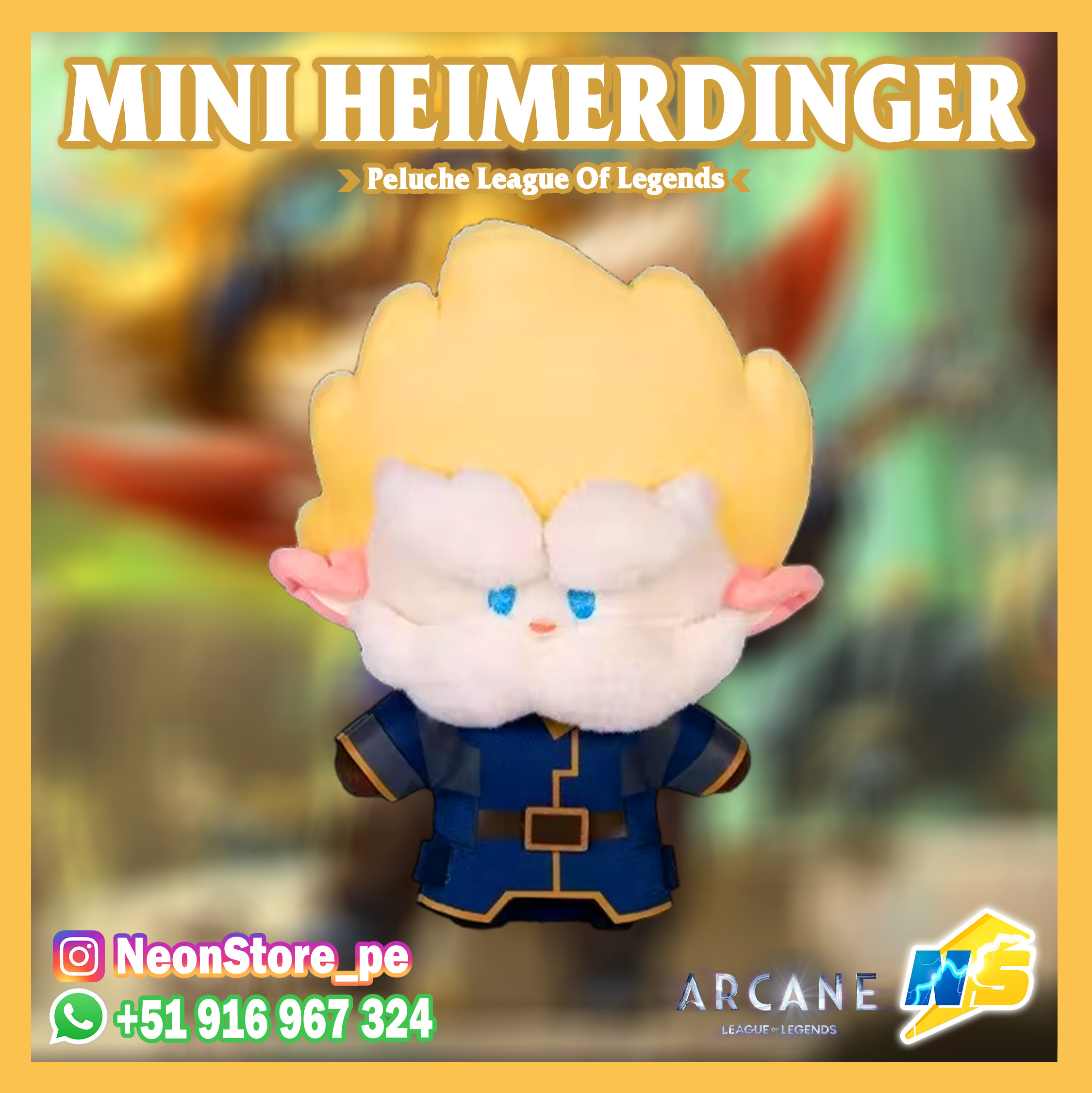 ⚡ Mini Heimerdinger PELUCHE ARCANE 𝗟𝗘𝗔𝗚𝗨𝗘 𝗢𝗙 𝗟𝗘𝗚𝗘𝗡𝗗𝗦 ⚡