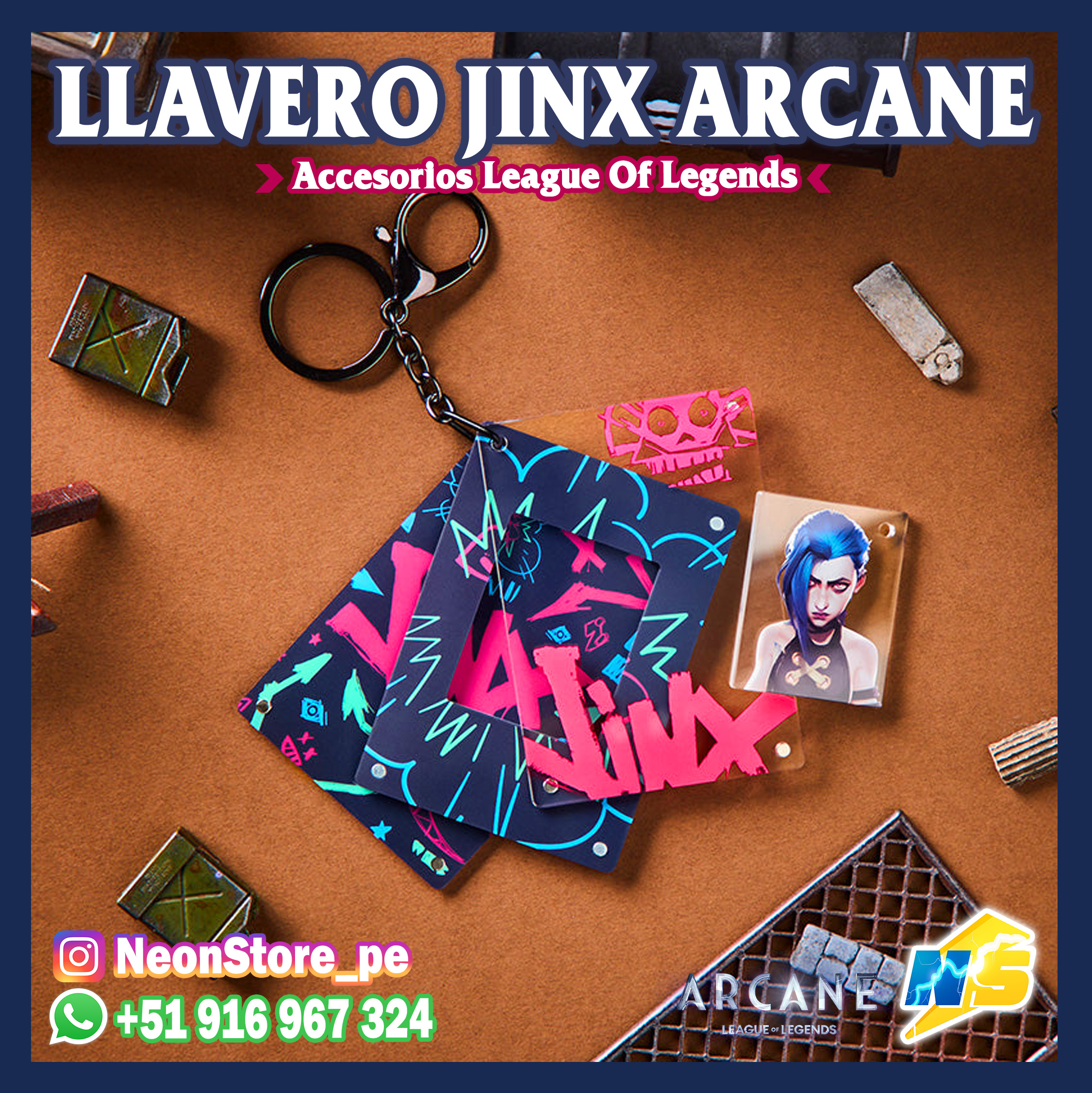 ⚡ Llavero jinx arcane 𝗟𝗘𝗔𝗚𝗨𝗘 𝗢𝗙 𝗟𝗘𝗚𝗘𝗡𝗗𝗦 ⚡