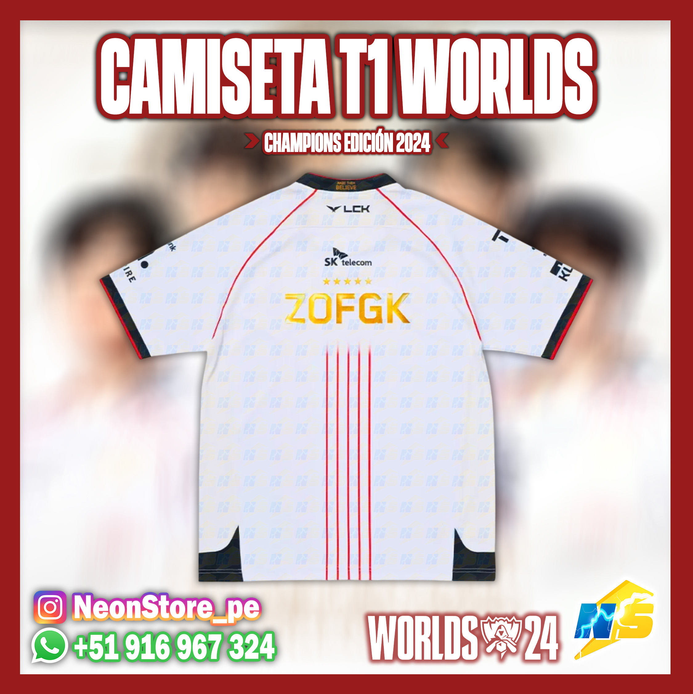 ⚡ CAMISETAS T1 WORLDS CHAMPIONS EDICIÓN 2024 - LEAGUE OF LEGENDS ⚡ - ✨100% personalizable✨
