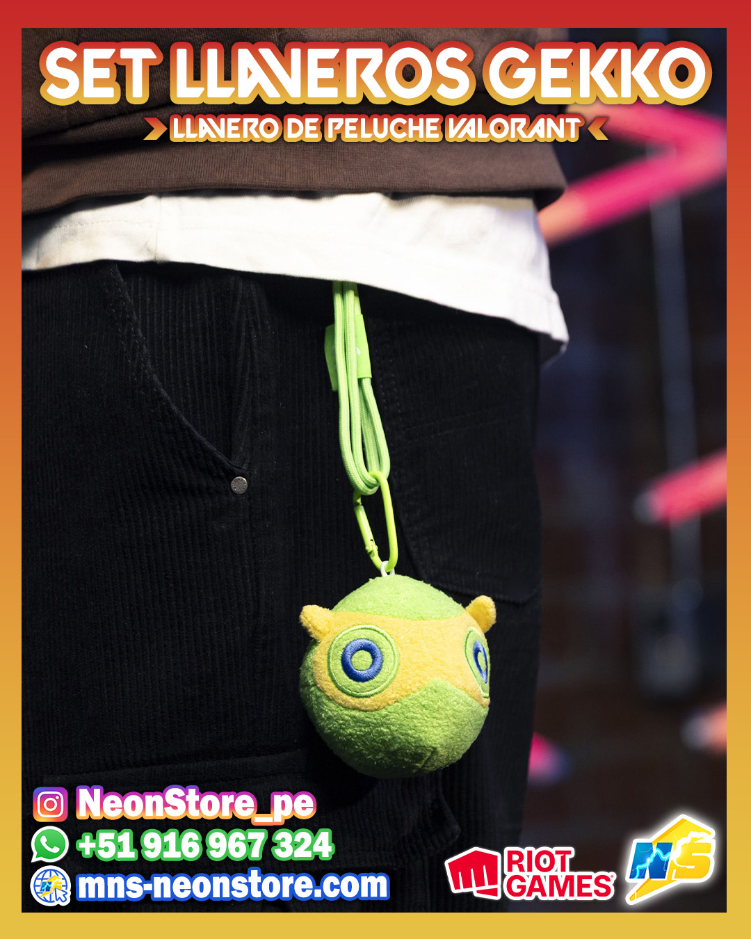 Set de llaveros de peluche de Gekko RiotGames VALORANT ⚡