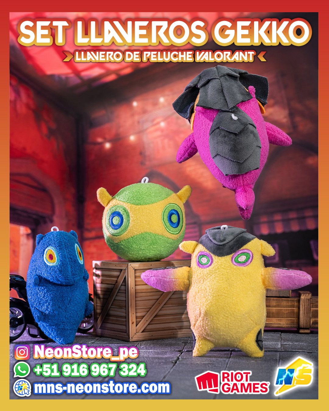 Set de llaveros de peluche de Gekko RiotGames VALORANT ⚡