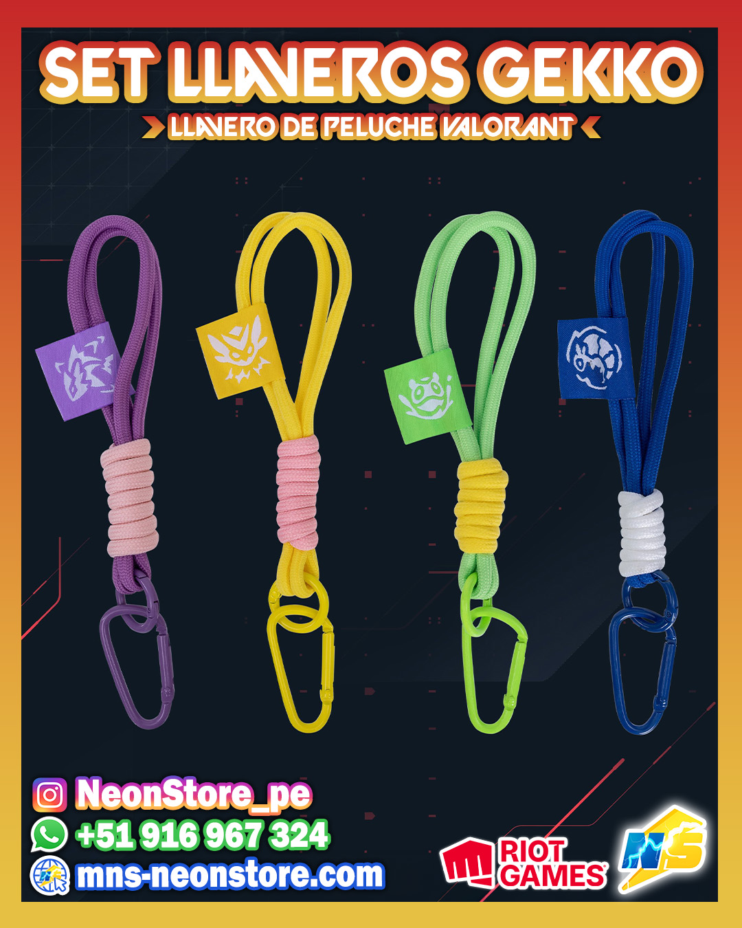 Set de llaveros de peluche de Gekko RiotGames VALORANT ⚡