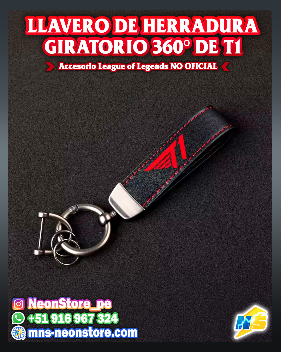 Llavero de Herradura giratorio 360° de T1 - LEAGUE OF LEGENDS ⚡