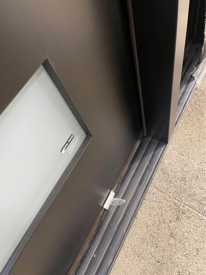 65”x80” Exterior Fiberglass Door Painted Black 2 Sidelights 5 Lights 
