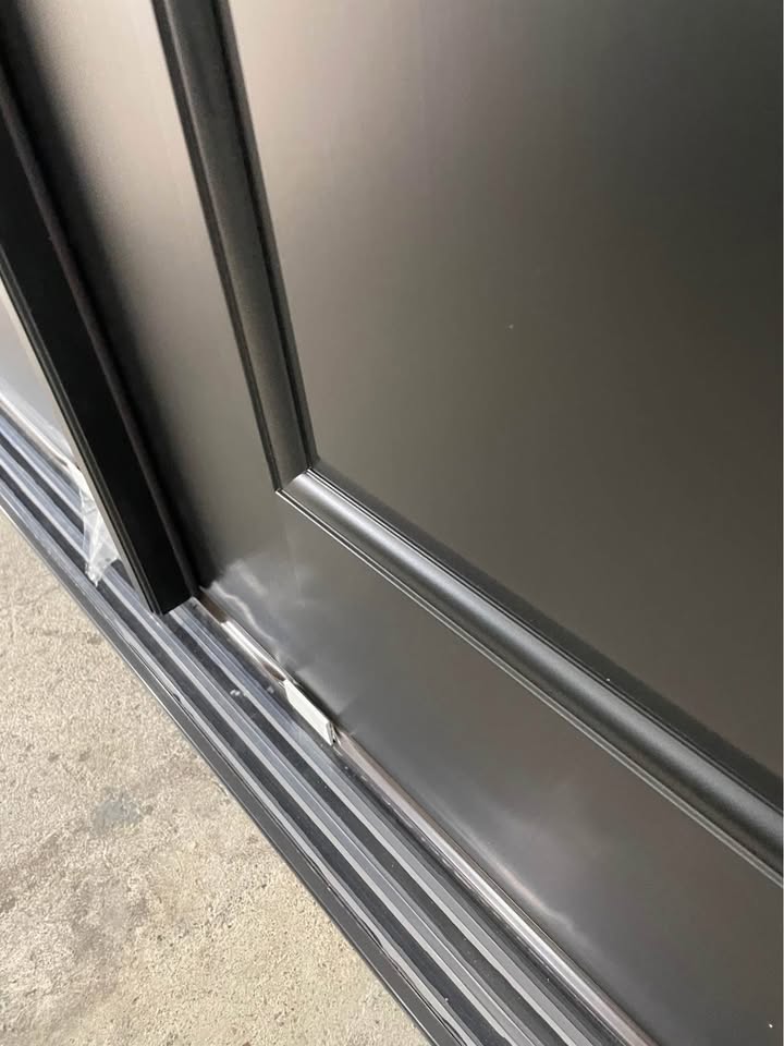 72”x80” Exterior Fiberglass Double Door Painted Black 4 Lights 