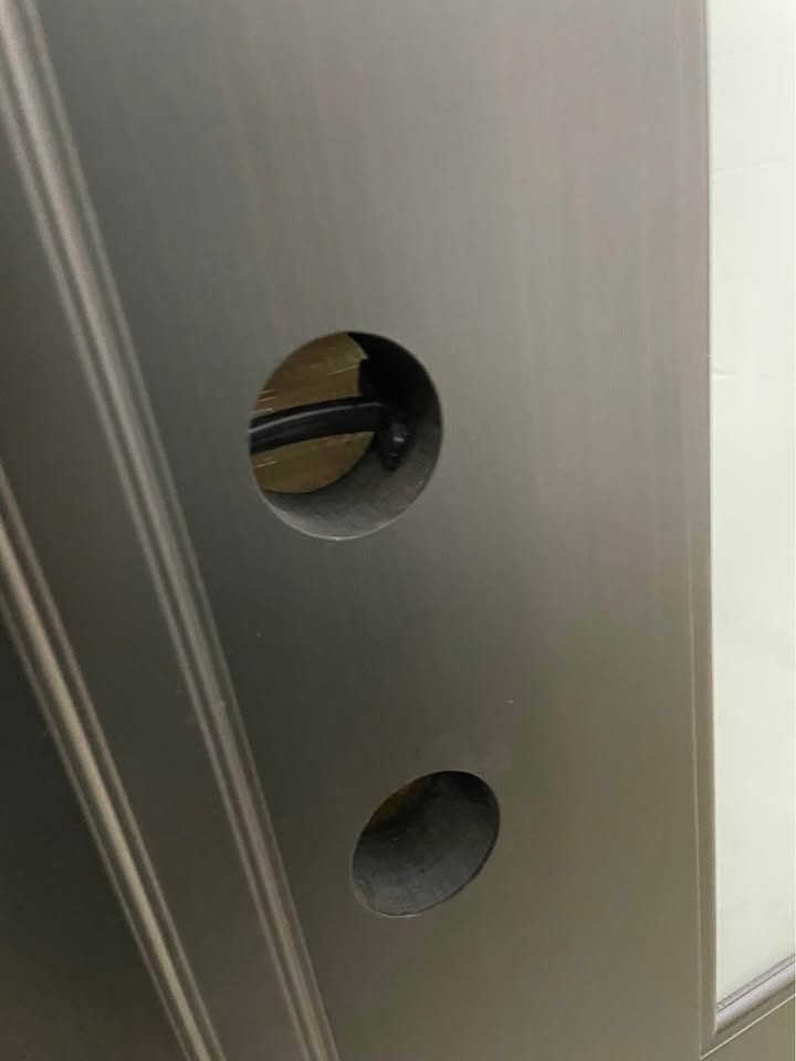 72”x80” Exterior Fiberglass Double Door Painted Black 4 Lights 