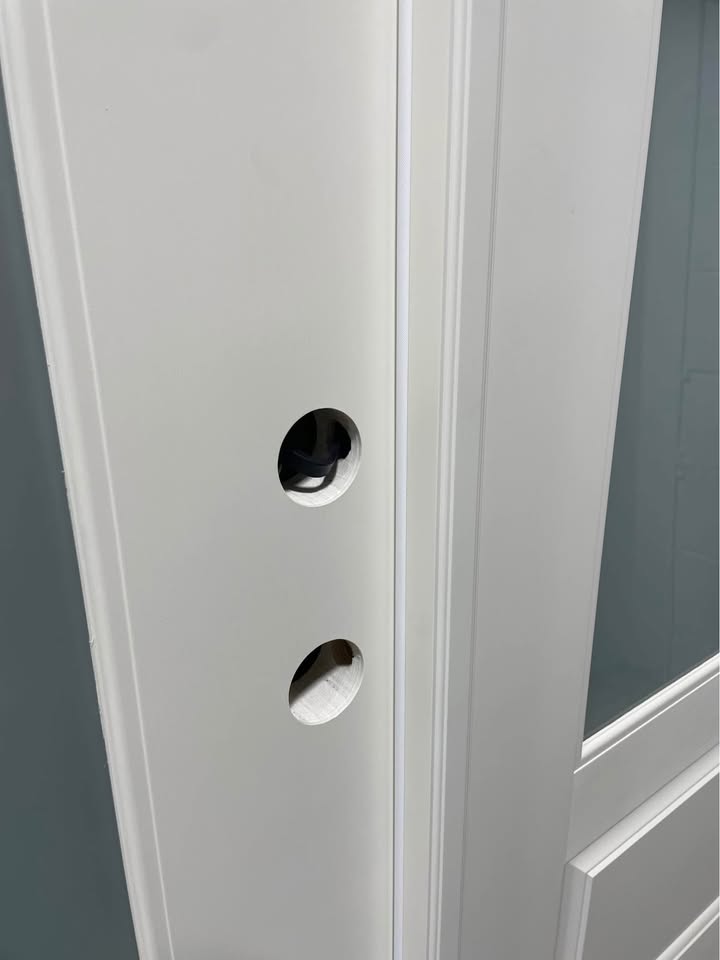 72”x80” Exterior Fiberglass Double Door Painted White 4 Lights 