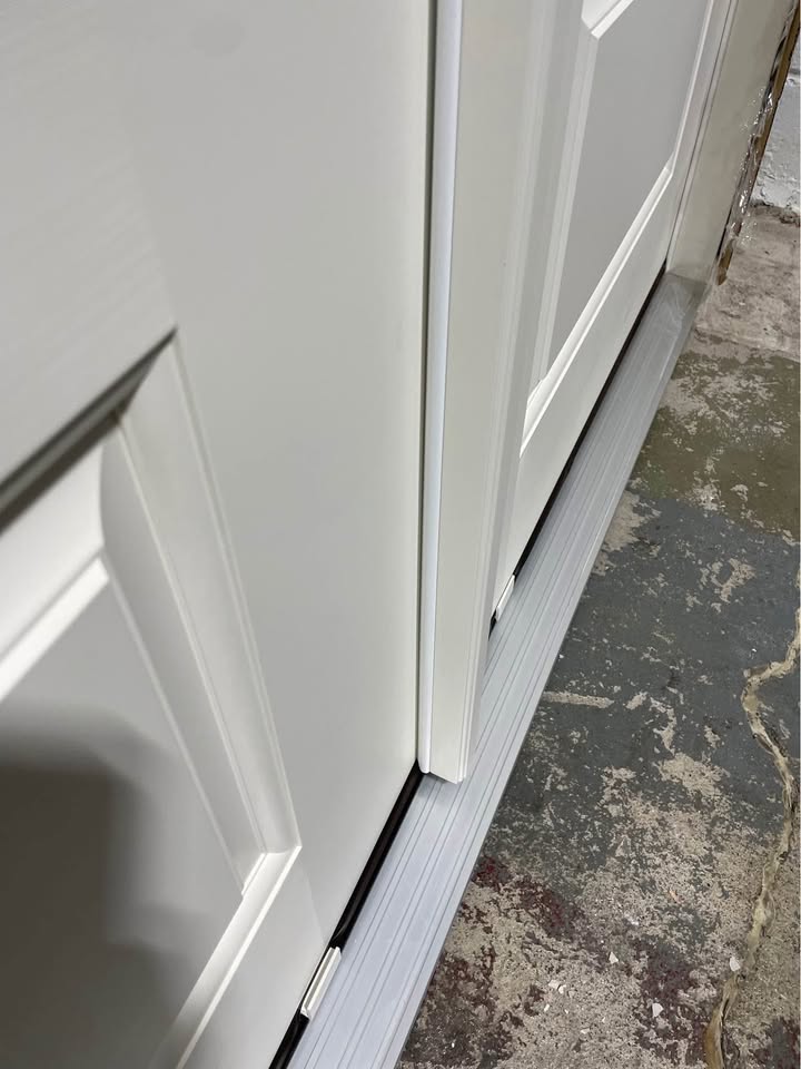 72”x80” Exterior Fiberglass Double Door Painted White 4 Lights 