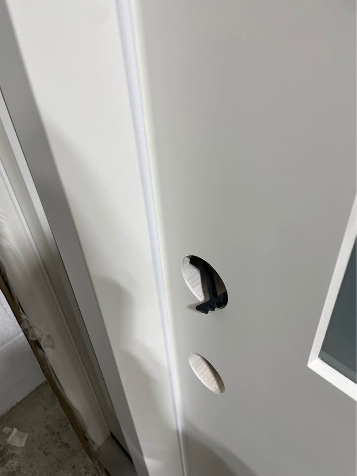 50''x80” Exterior Fiberglass Door Painted White 1 Sidelights 5 Lights 
