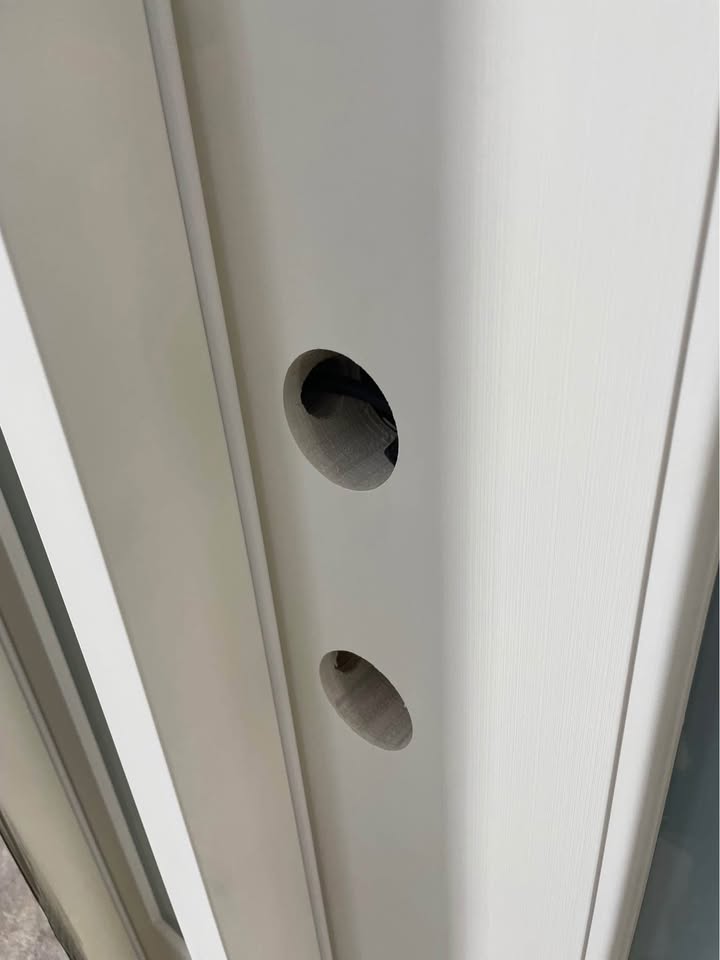 50''x80” Exterior Fiberglass Door Painted White 1 Sidelights 4 Lights 