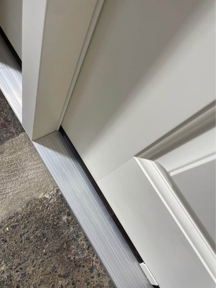 50''x80” Exterior Fiberglass Door Painted White 1 Sidelights 4 Lights 