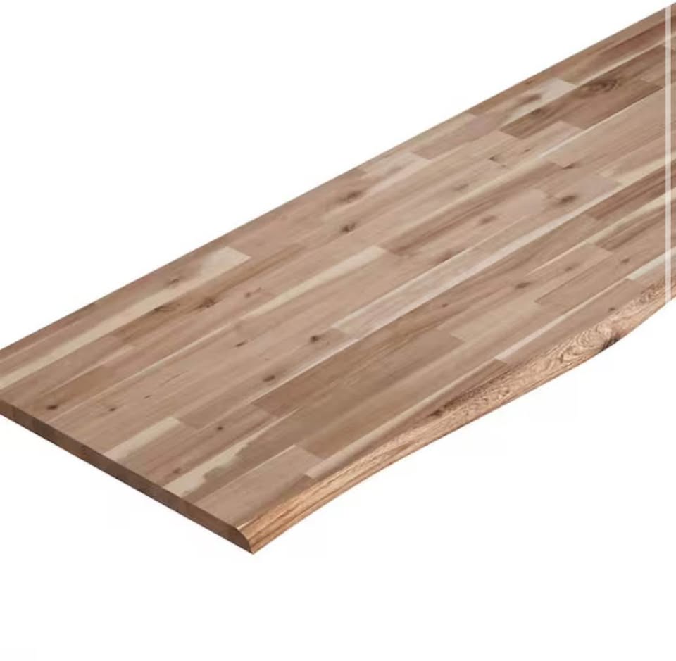 8 ft. L x 25 in. D, Butcher Block Unfinished Acacia Live Edge