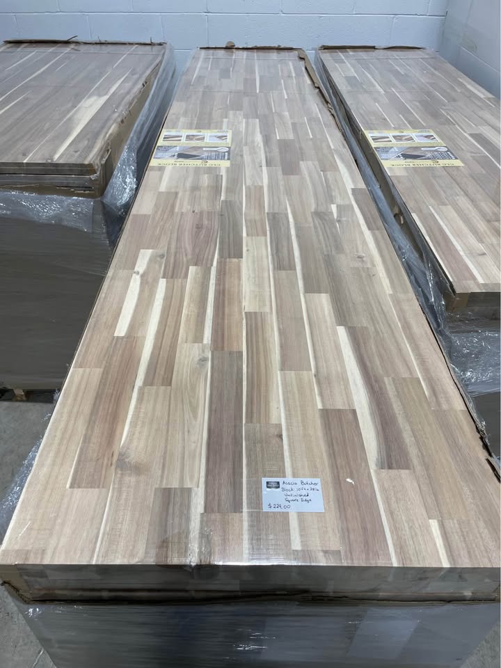 10 ft. L x 25 in. D Butcher Block Unfinished Acacia Square Edge