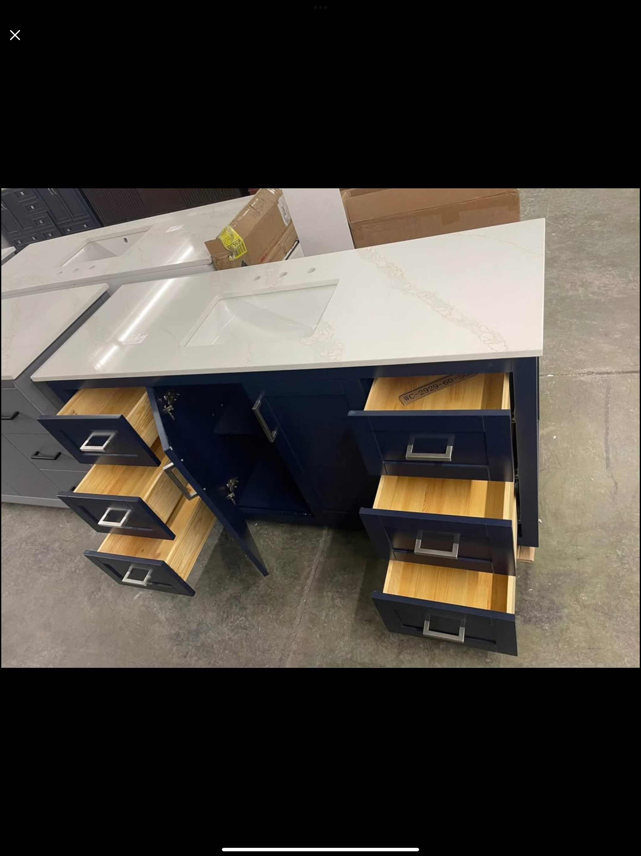 60”x22” vanity with quartz top