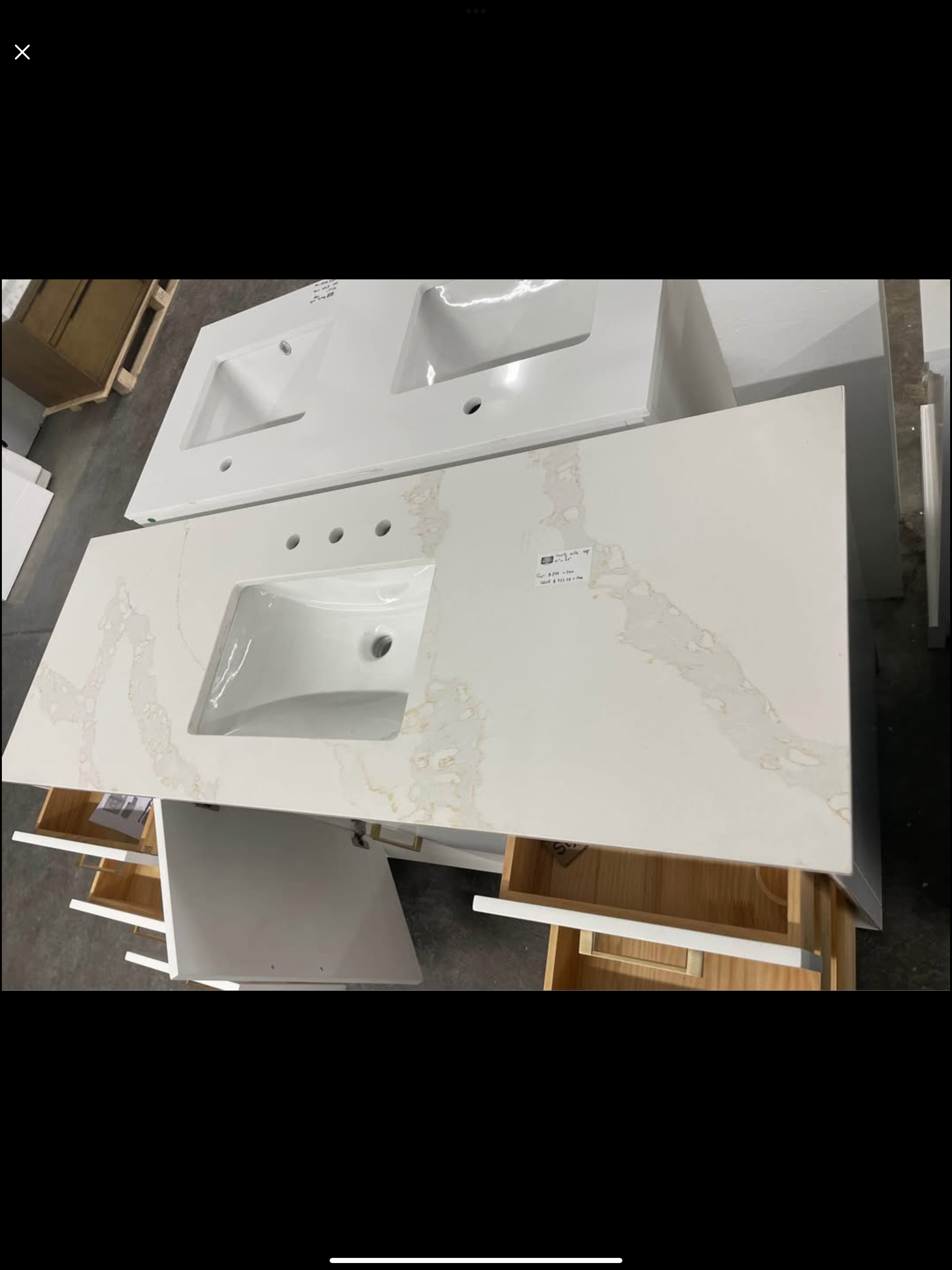61”x22” vanity with quartz top