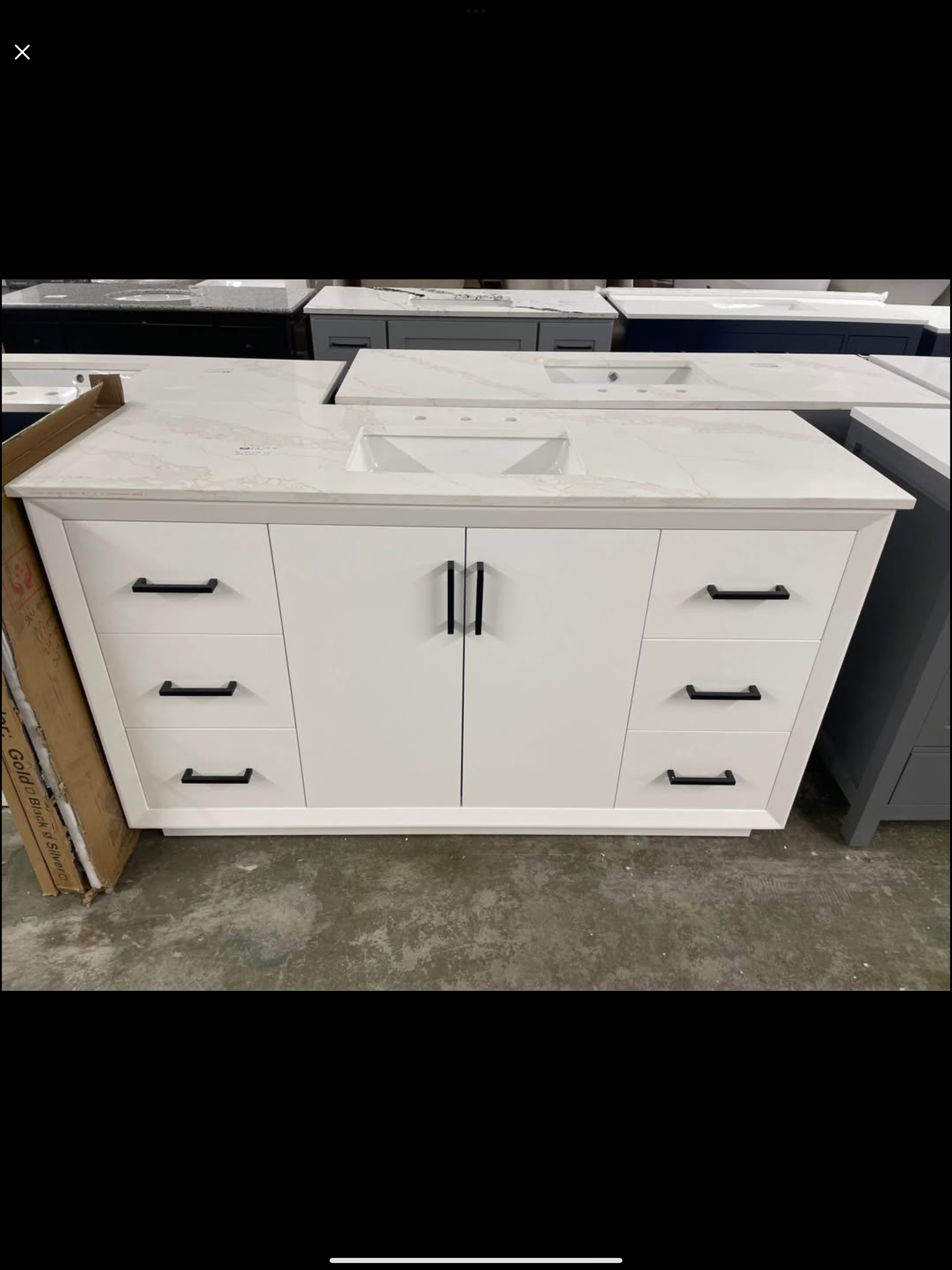 61”x22” vanity with quartz top