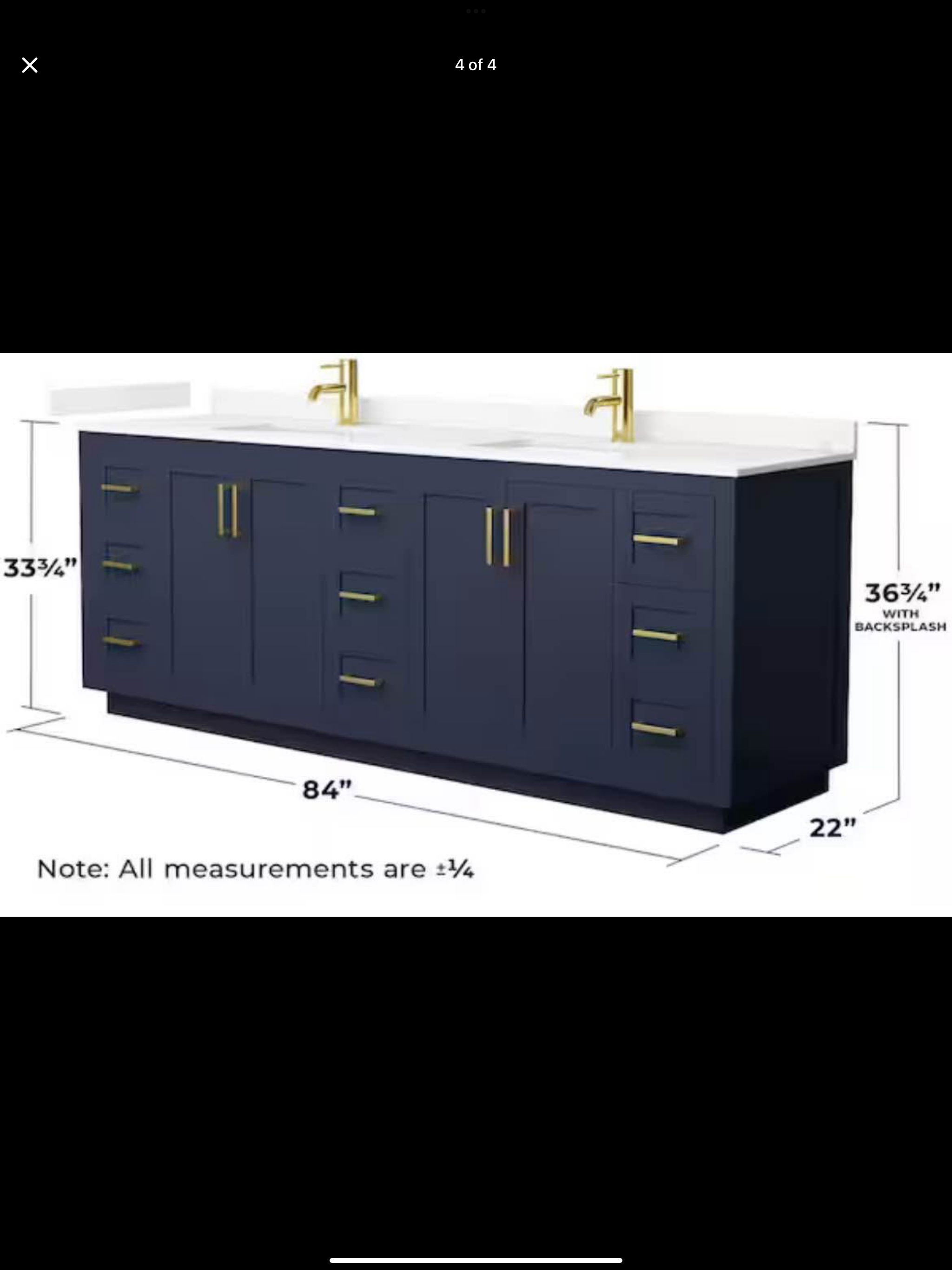 84”x22” vanity with quartz top