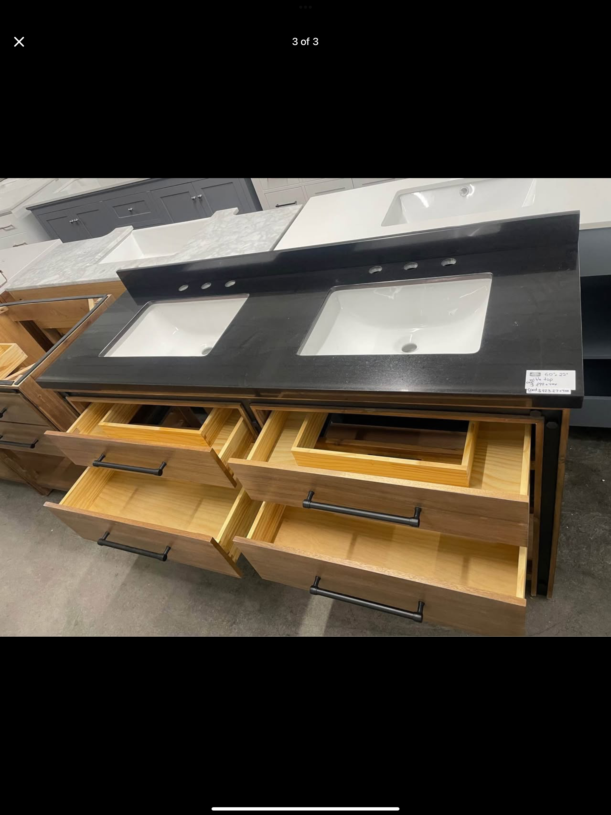 60”x22” vanity with granite top