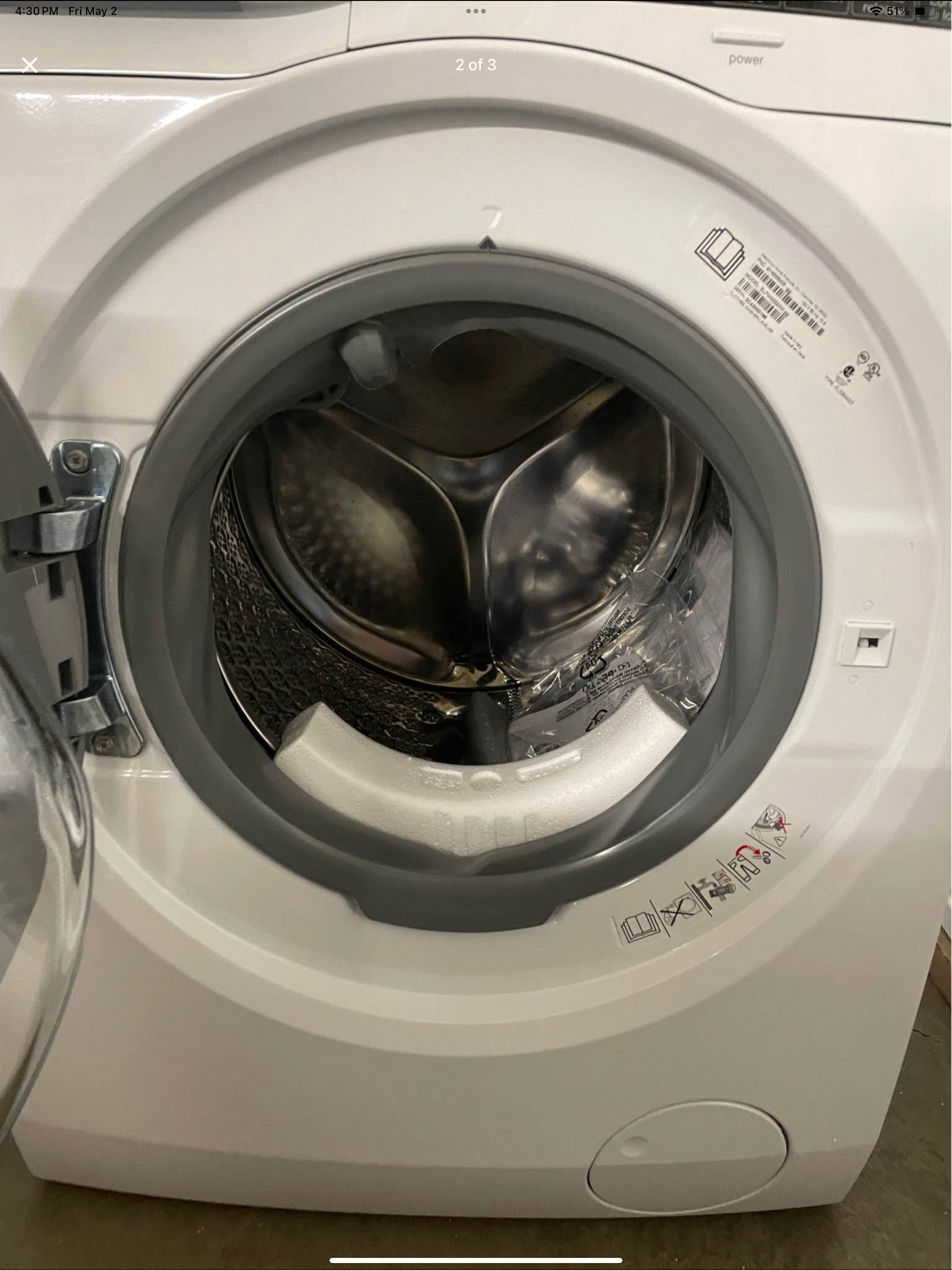 24 in 2.4 cu. ft. Compact Stackable Washer Model # ELFW4222AW 202506118
