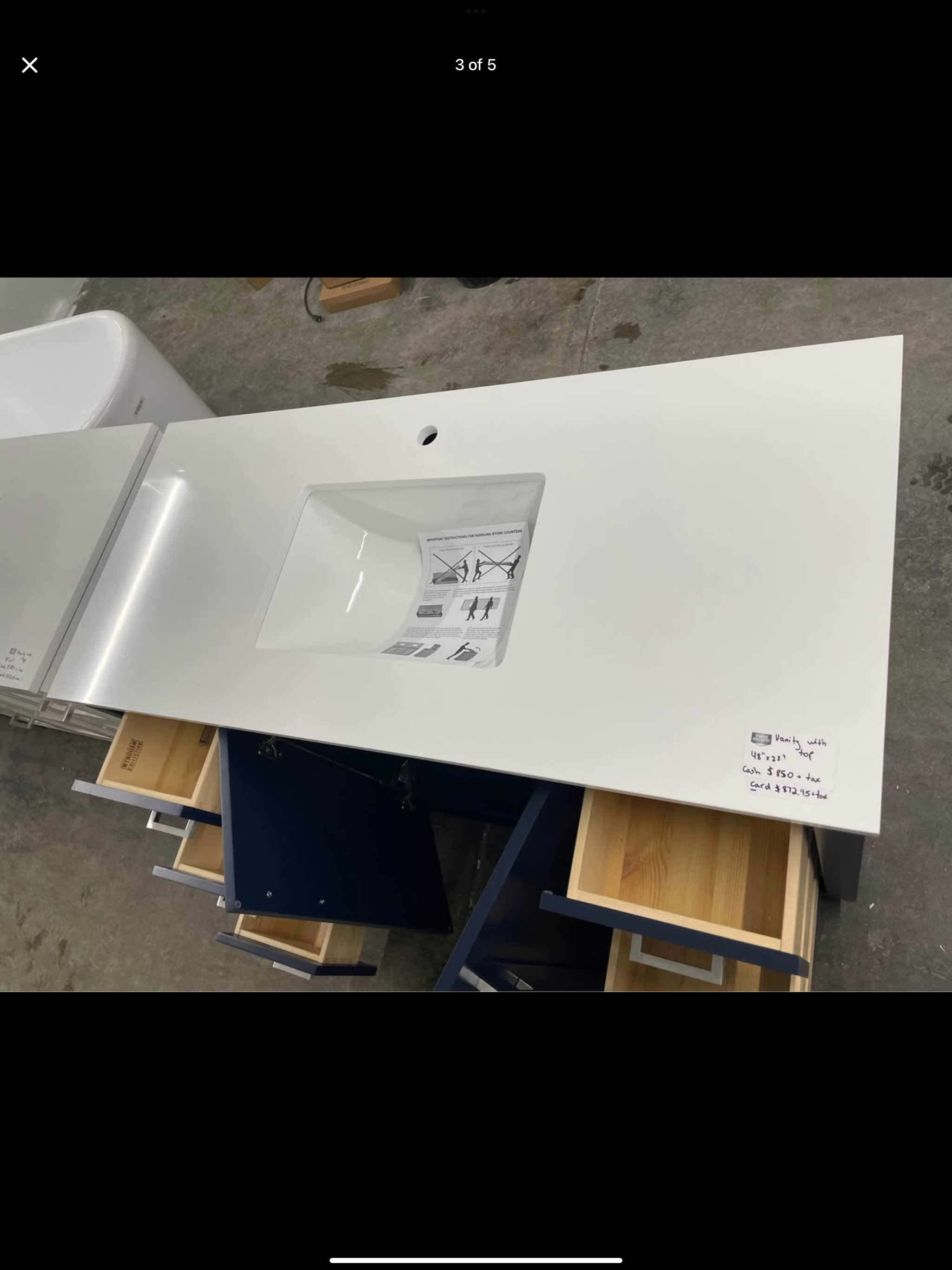 48”x22” vanity with top