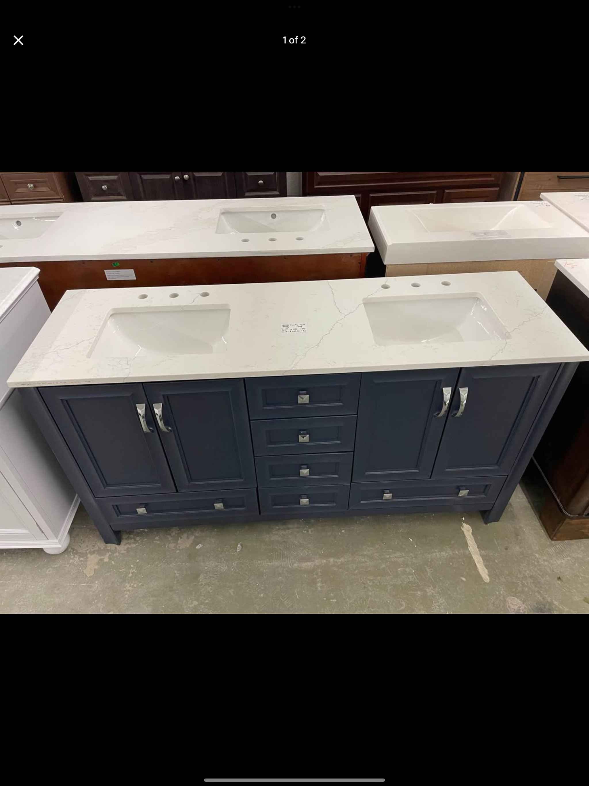 61”x19” vanity with quartz top