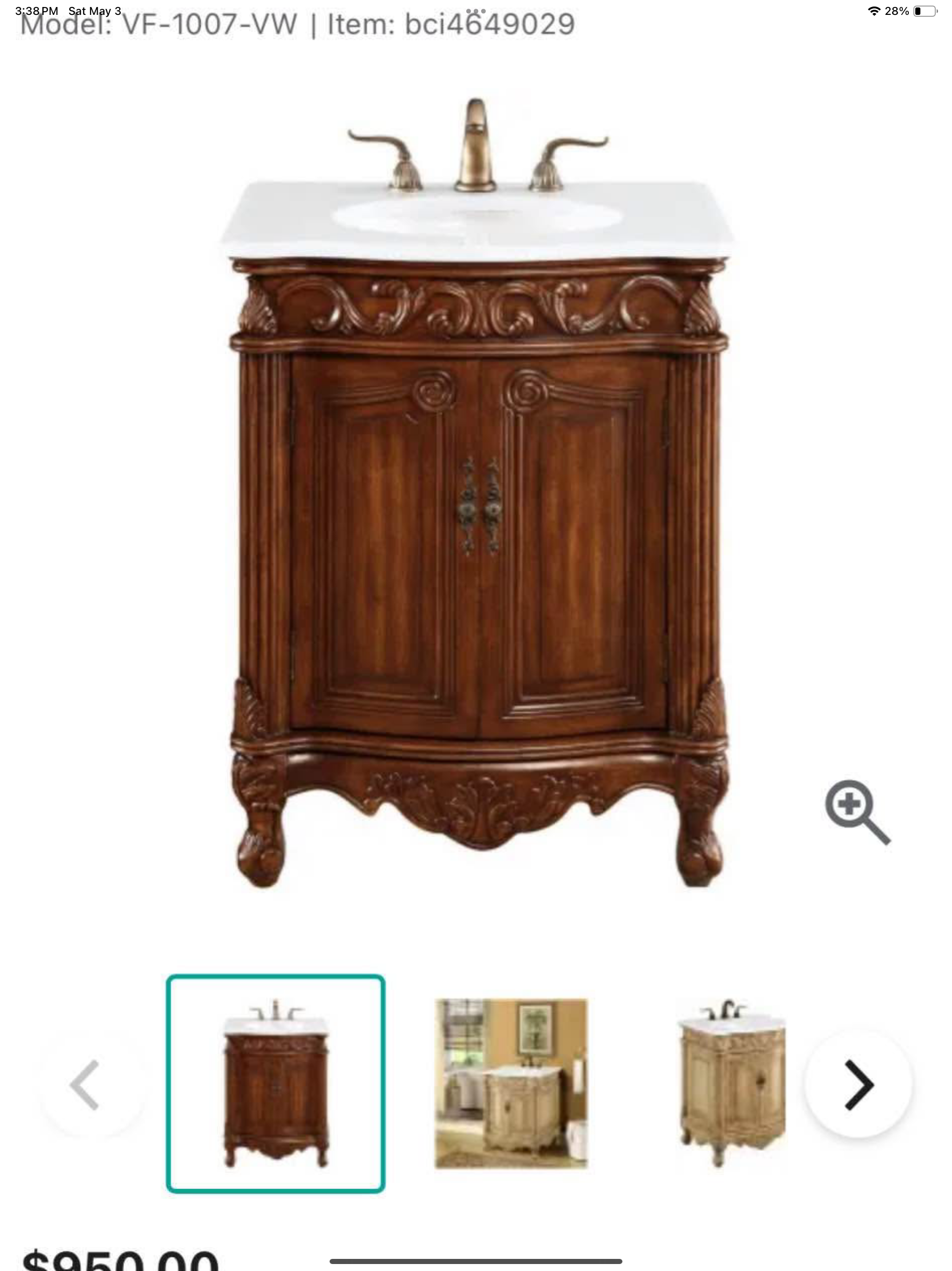 Vanity 27”x21” with quartz top Model: VF-1007-VW