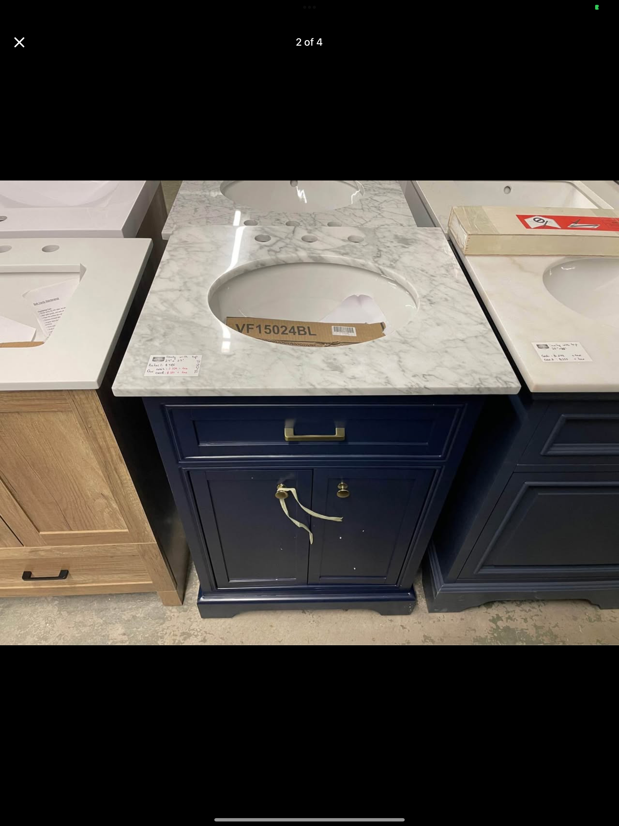 Vanity 24”x22” with marble top Model: VF15024BL