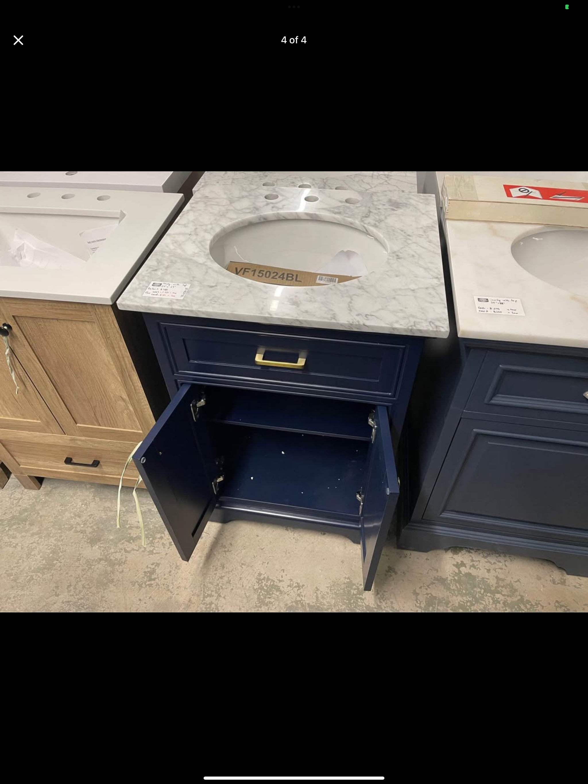 Vanity 24”x22” with marble top Model: VF15024BL