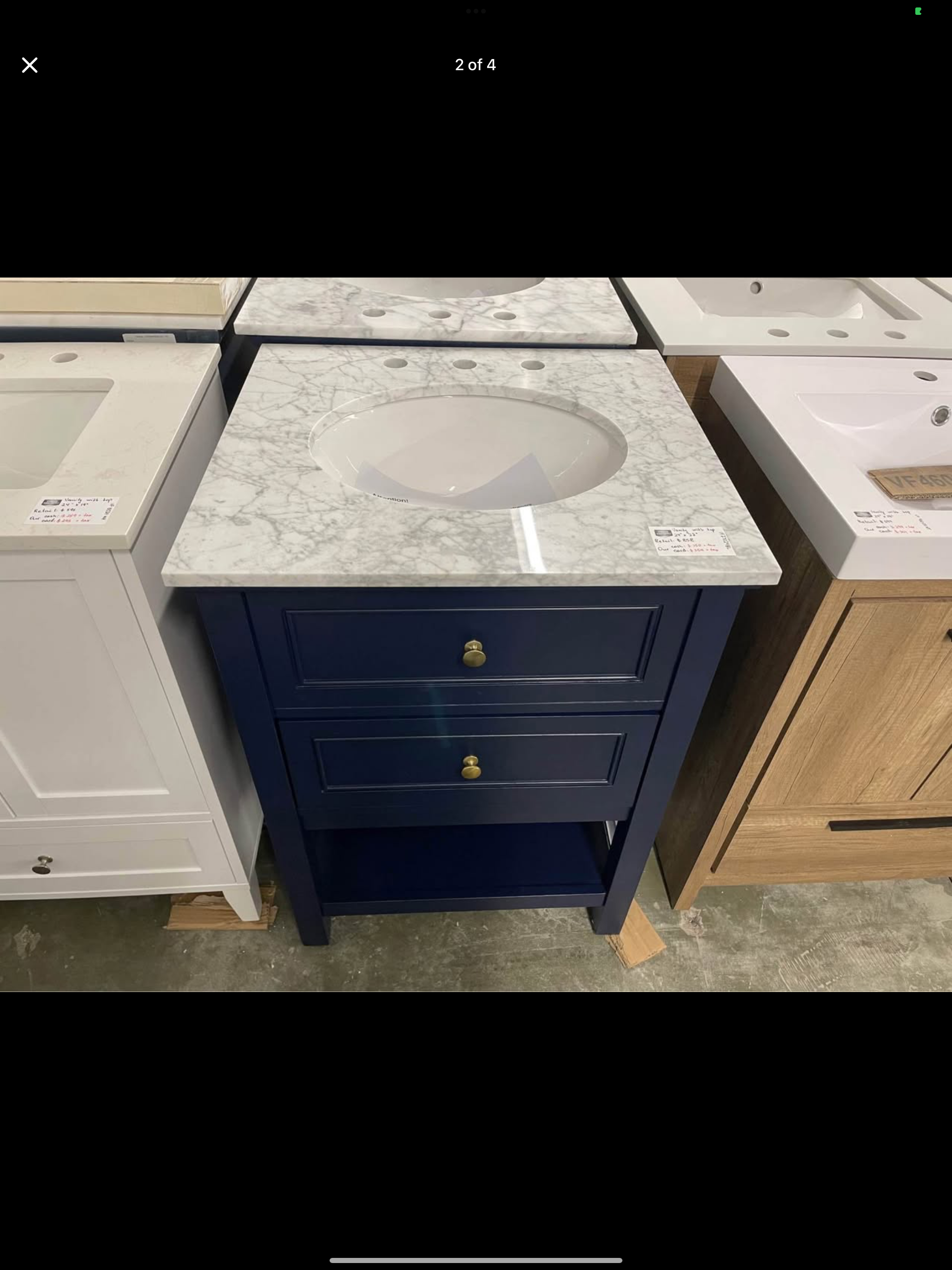 Vanity 24”x22” with marble top Model: VF27024BL
