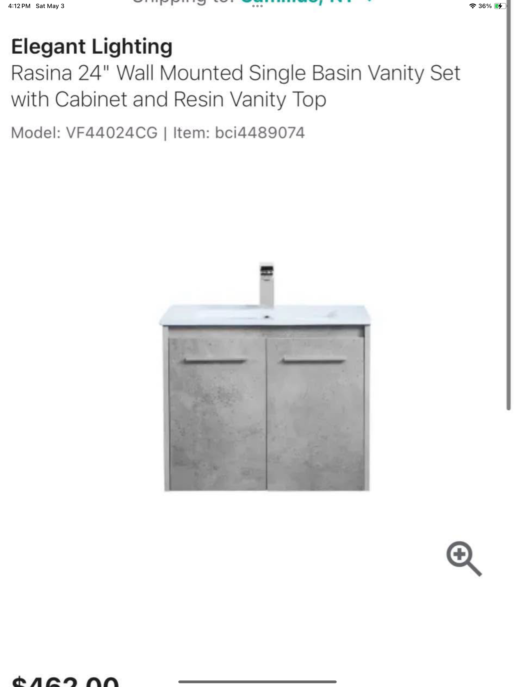 Vanity 24”x19” with top wall mount Model: VF44024CG