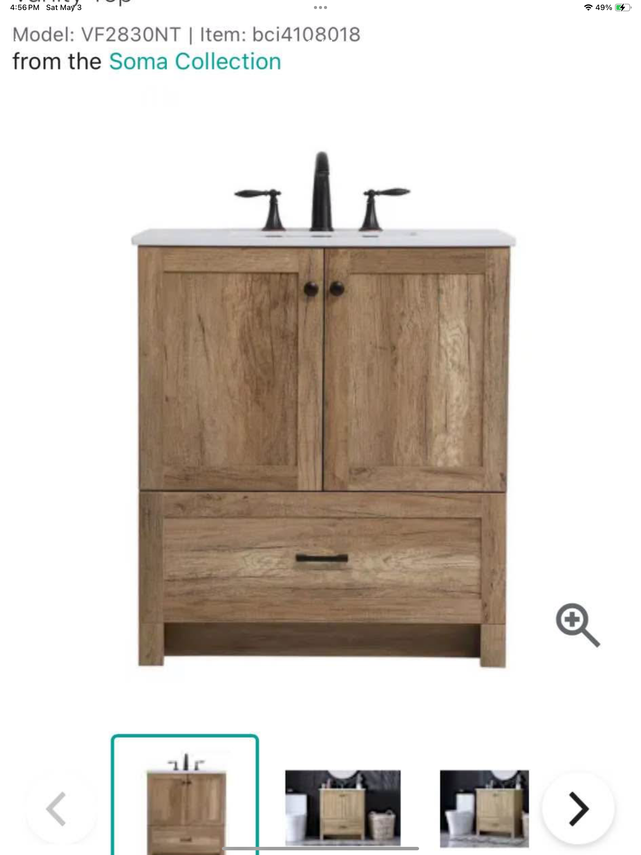 30”x19” vanity with top Model: VF2830NT