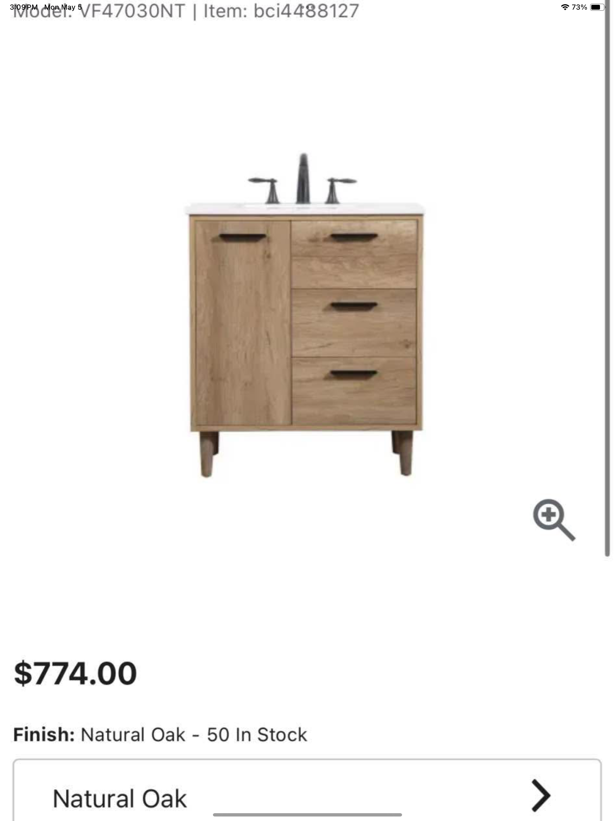30”x19” vanity with top