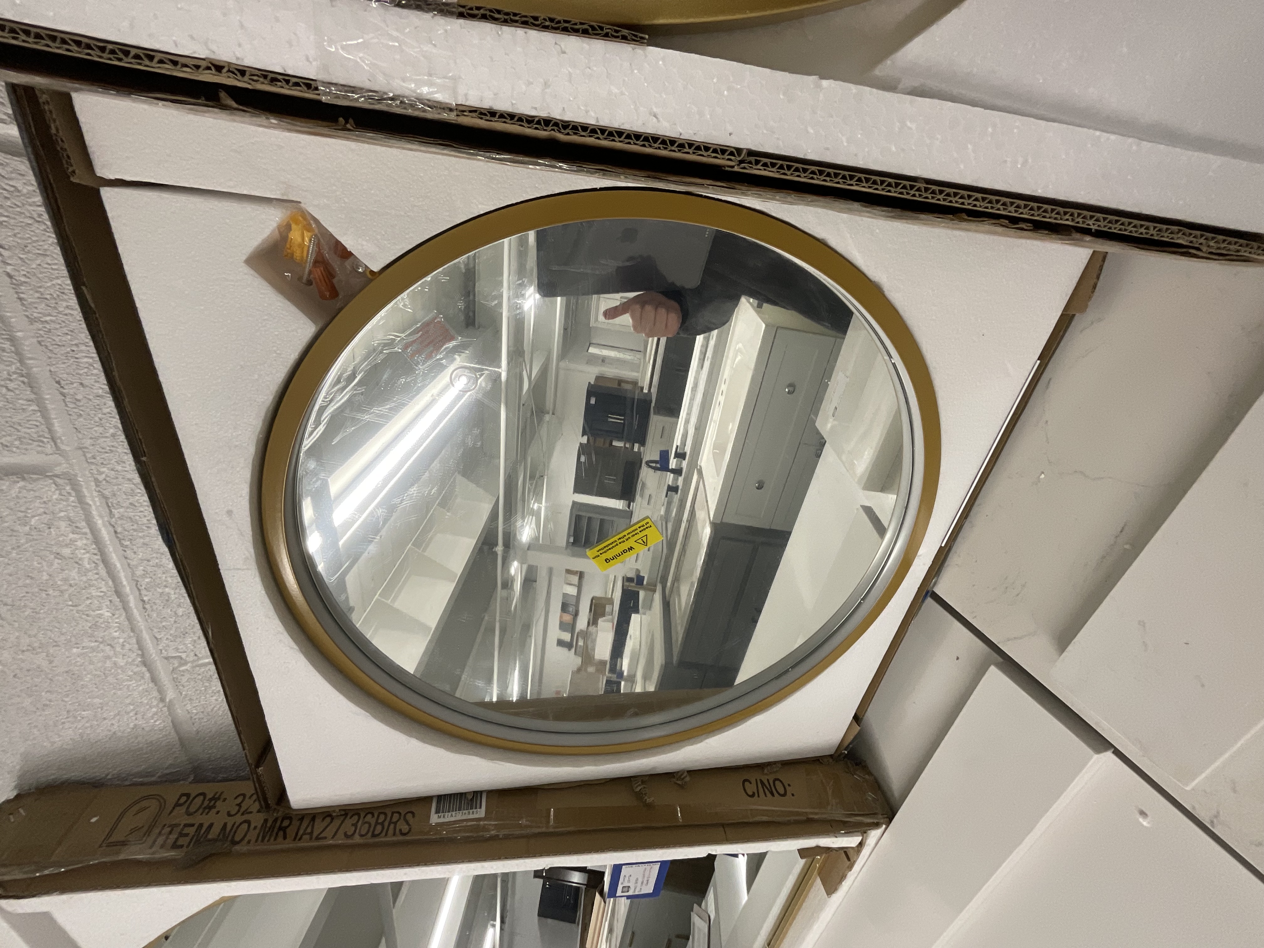 Elegant Lighting Pier 24" Diameter Modern Circular Aluminum Framed Bathroom Wall Mirror with LED Lighting