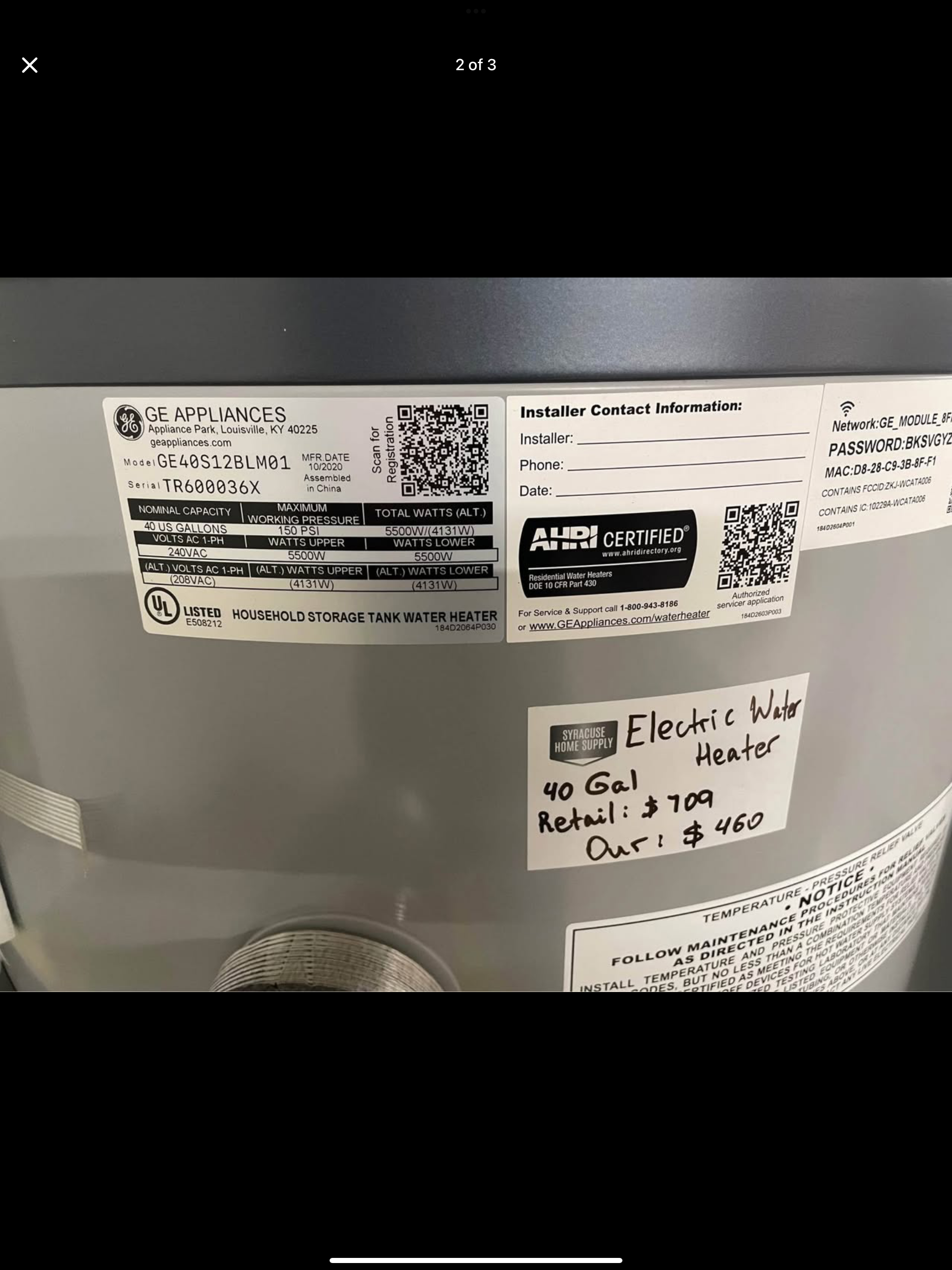 Electric Smart Water Heater 40 Gal 