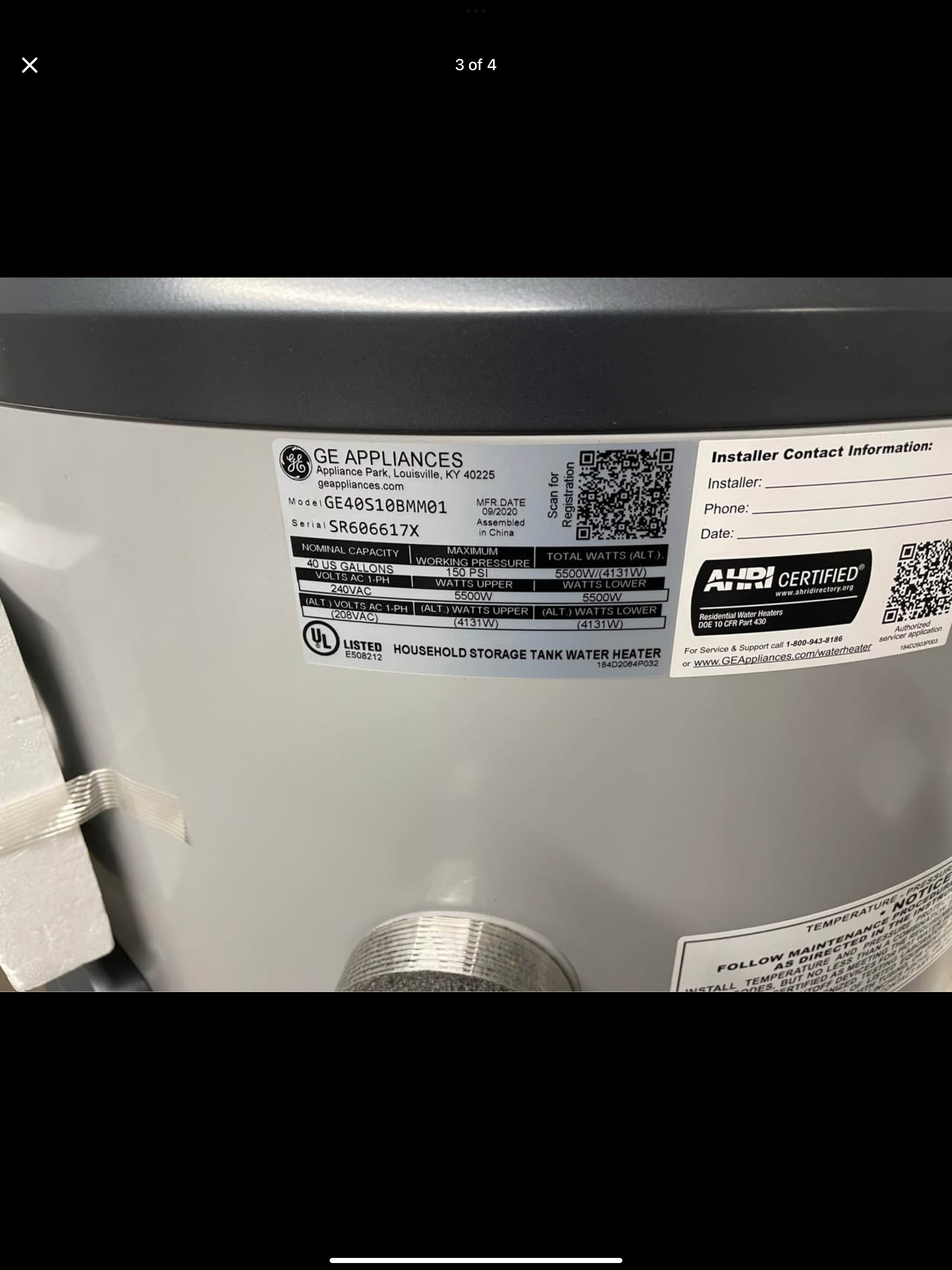 Electric Water Heater 40 Gal with Flexible Capacity