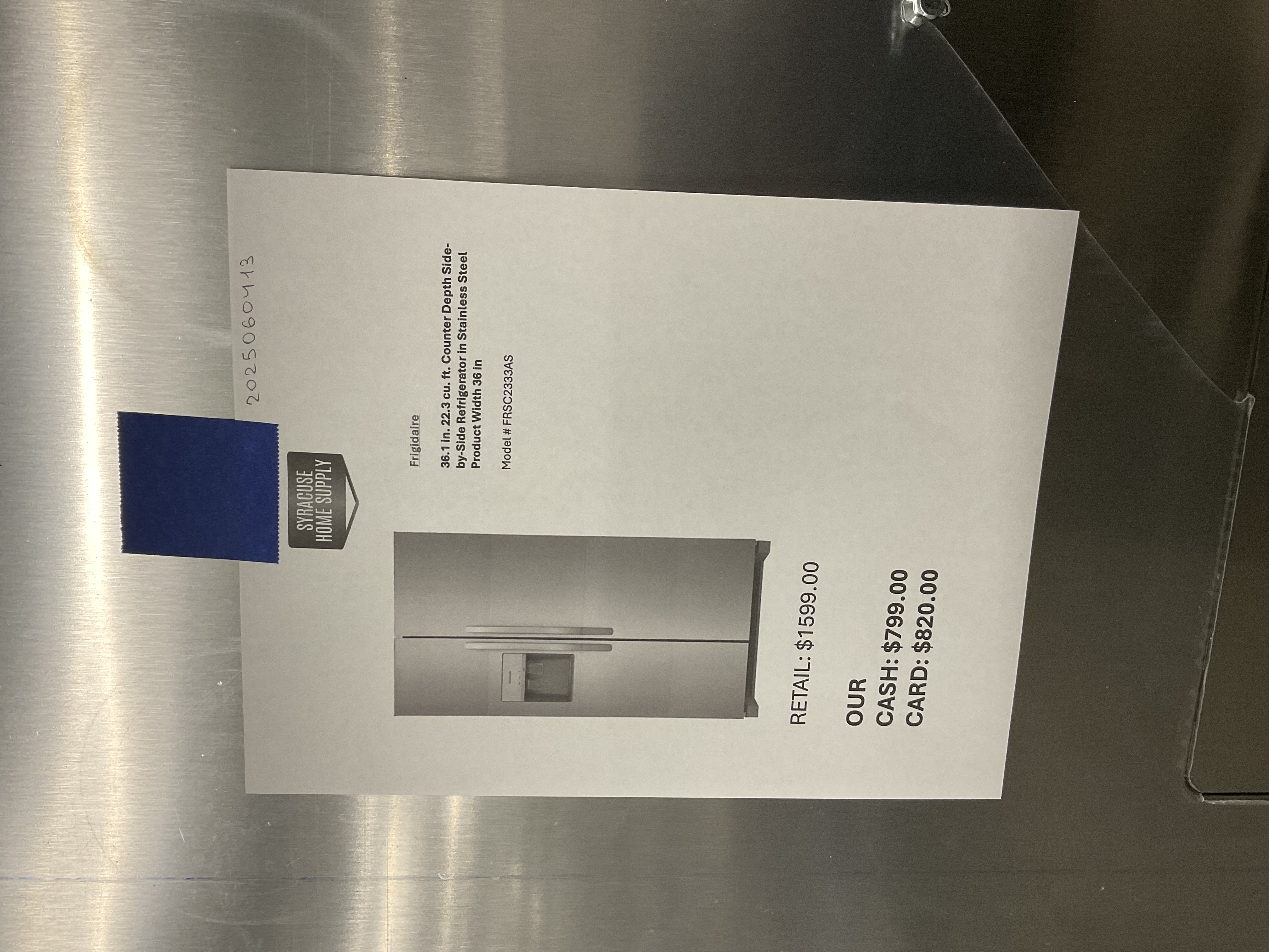 Frigidaire 36.1 in. 22.3 cu. ft. Counter Depth Side-by-Side Refrigerator in Stainless Steel 2025060413
