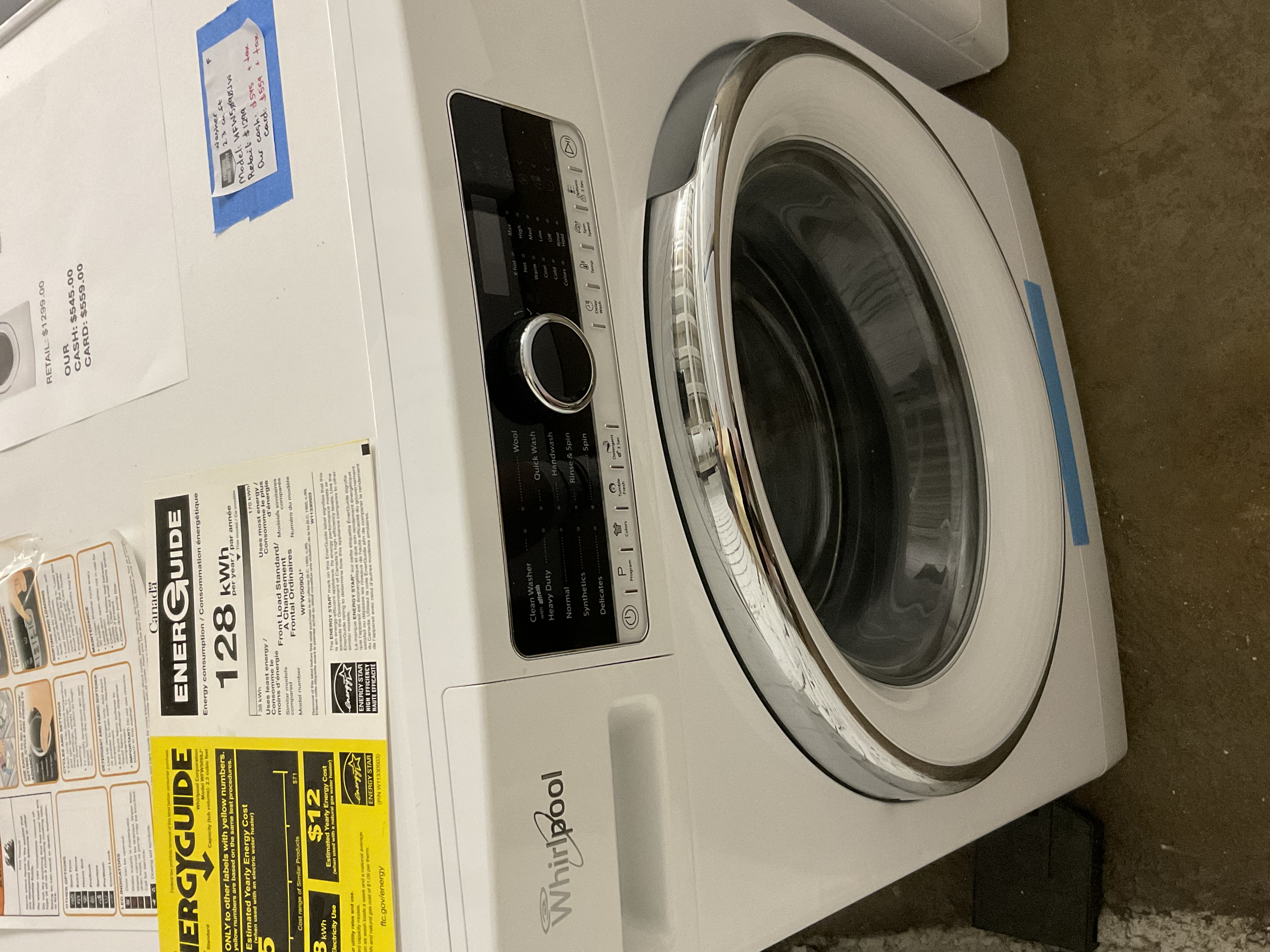 Washer 2.3 cu ft Model # WFW5090JW 202506117