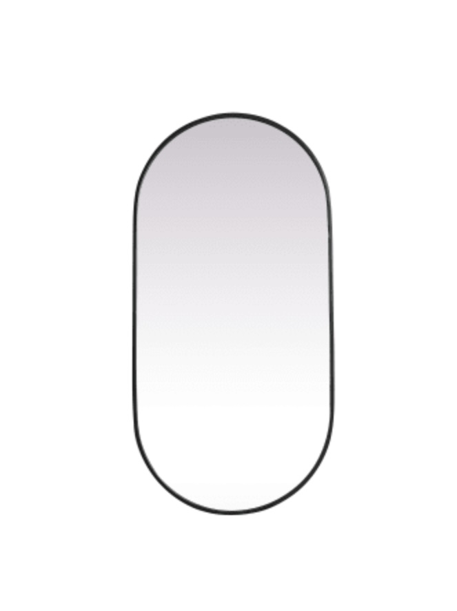 Elegant Lighting Asha 24" W x 48" H Oval Framed Bathroom Mirror MR2A2448BLK