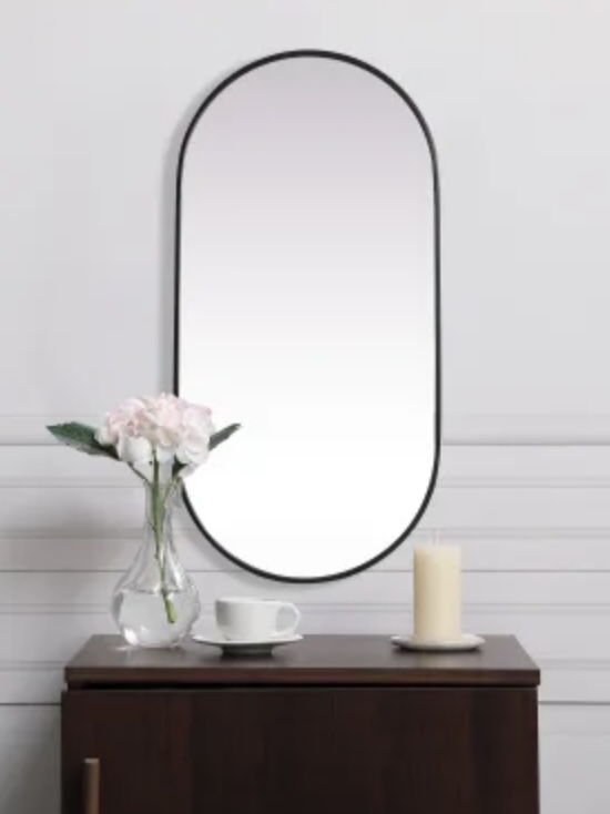 Elegant Lighting Asha 24" W x 48" H Oval Framed Bathroom Mirror MR2A2448BLK