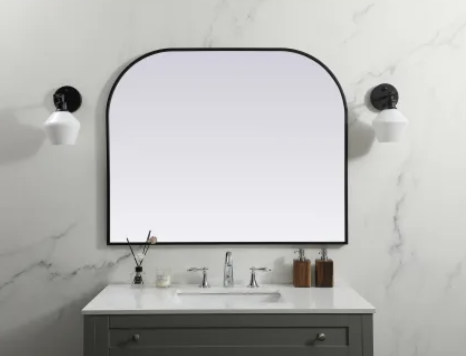 Elegant Lighting Blaire 42" W x 34" H Modern Arched Bathroom Wall Mirror