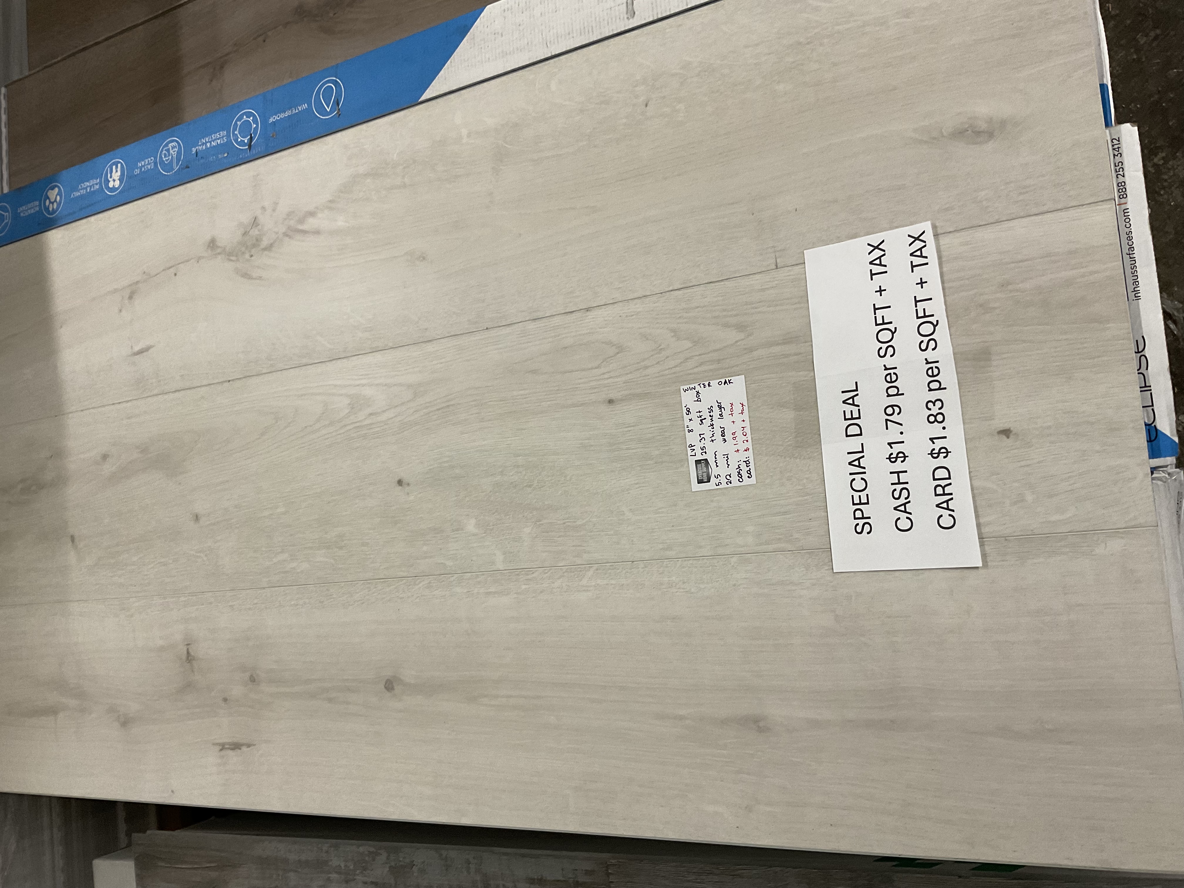 LVP SPC $1.79-SQFT 22 mil wear layer 5.5 mm thickness WINTER OAK